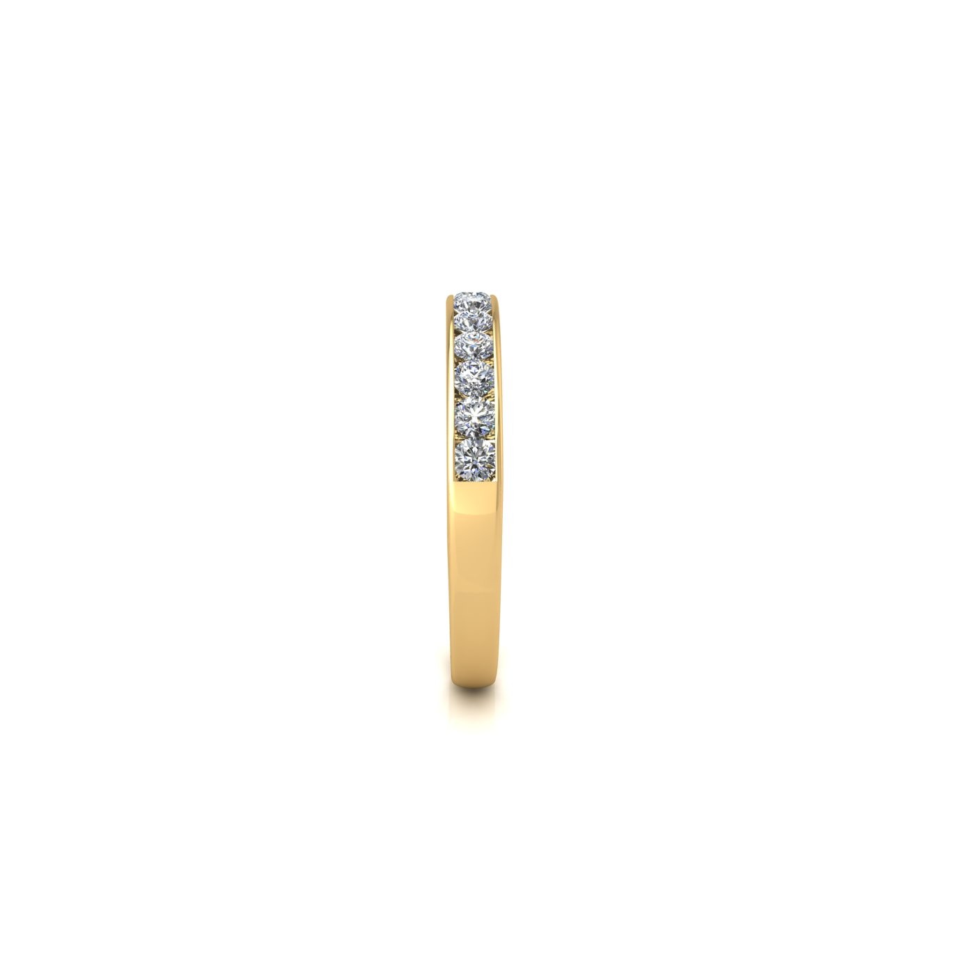 18k yellow gold  round shape diamond channel set half eternity ring