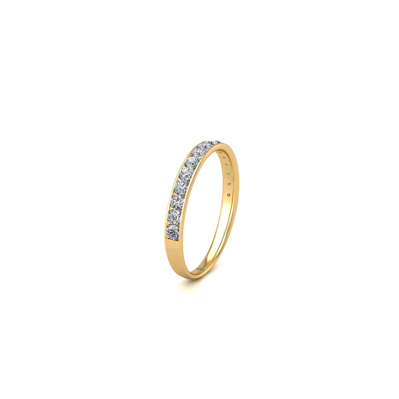 18k yellow gold  round shape diamond channel set half eternity ring