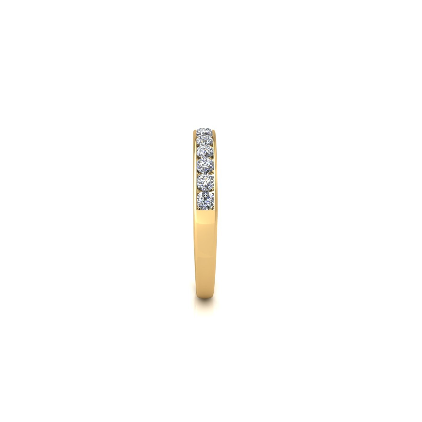 18k yellow gold  round shape diamond channel set half eternity ring