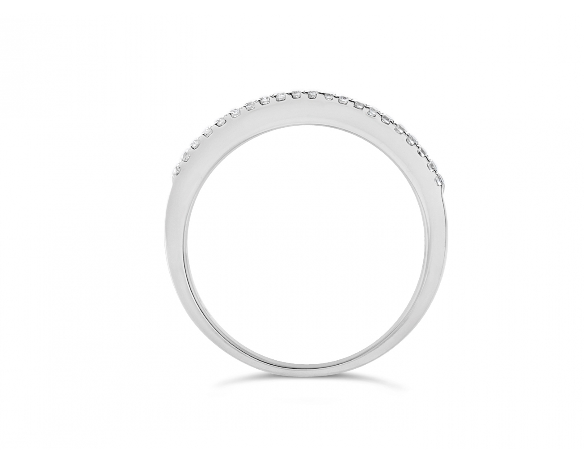 18k white gold half eternity round & emerald cut diamonds in pave & channel set wedding band