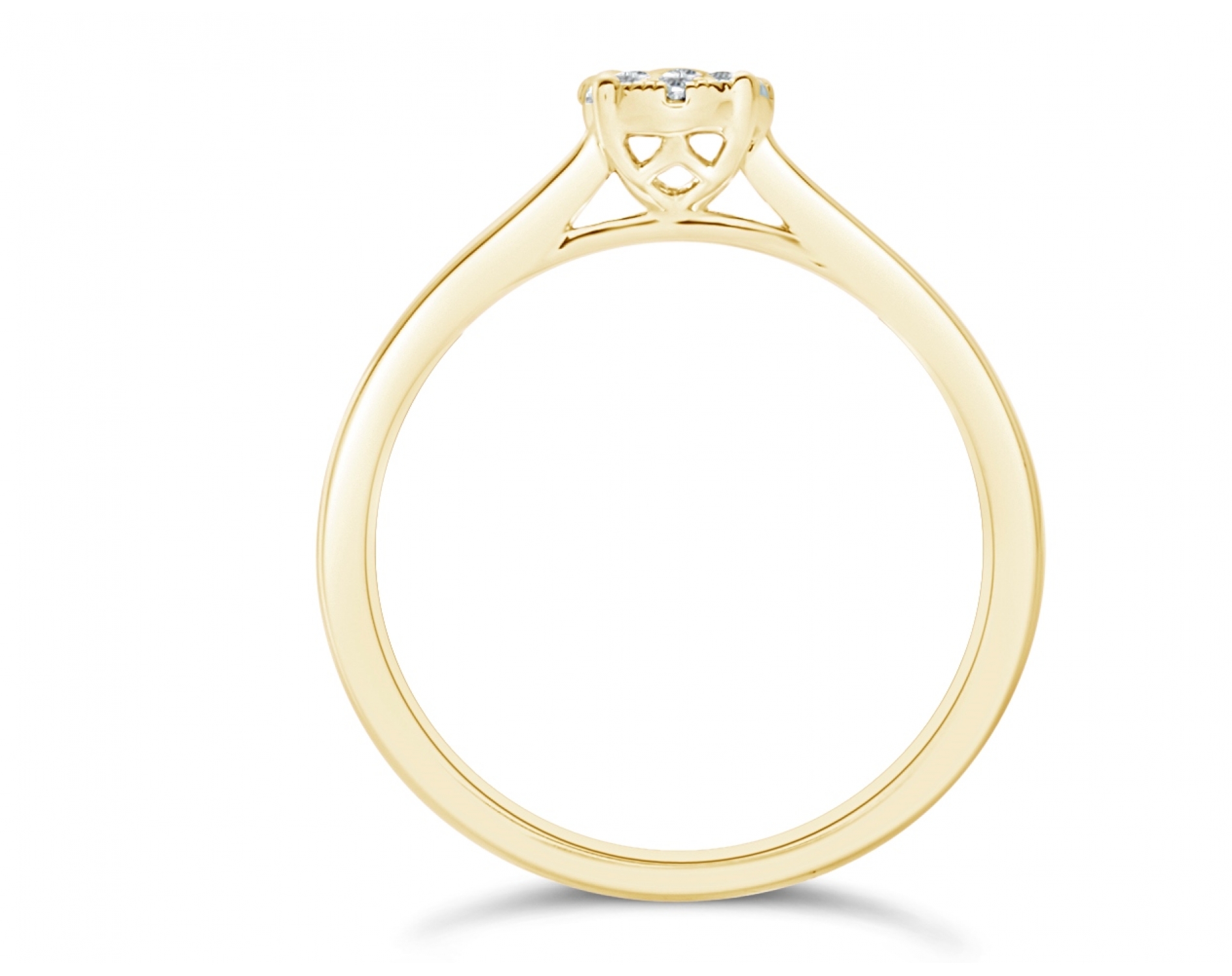 18k yellow gold cathedral illusion set engagement ring