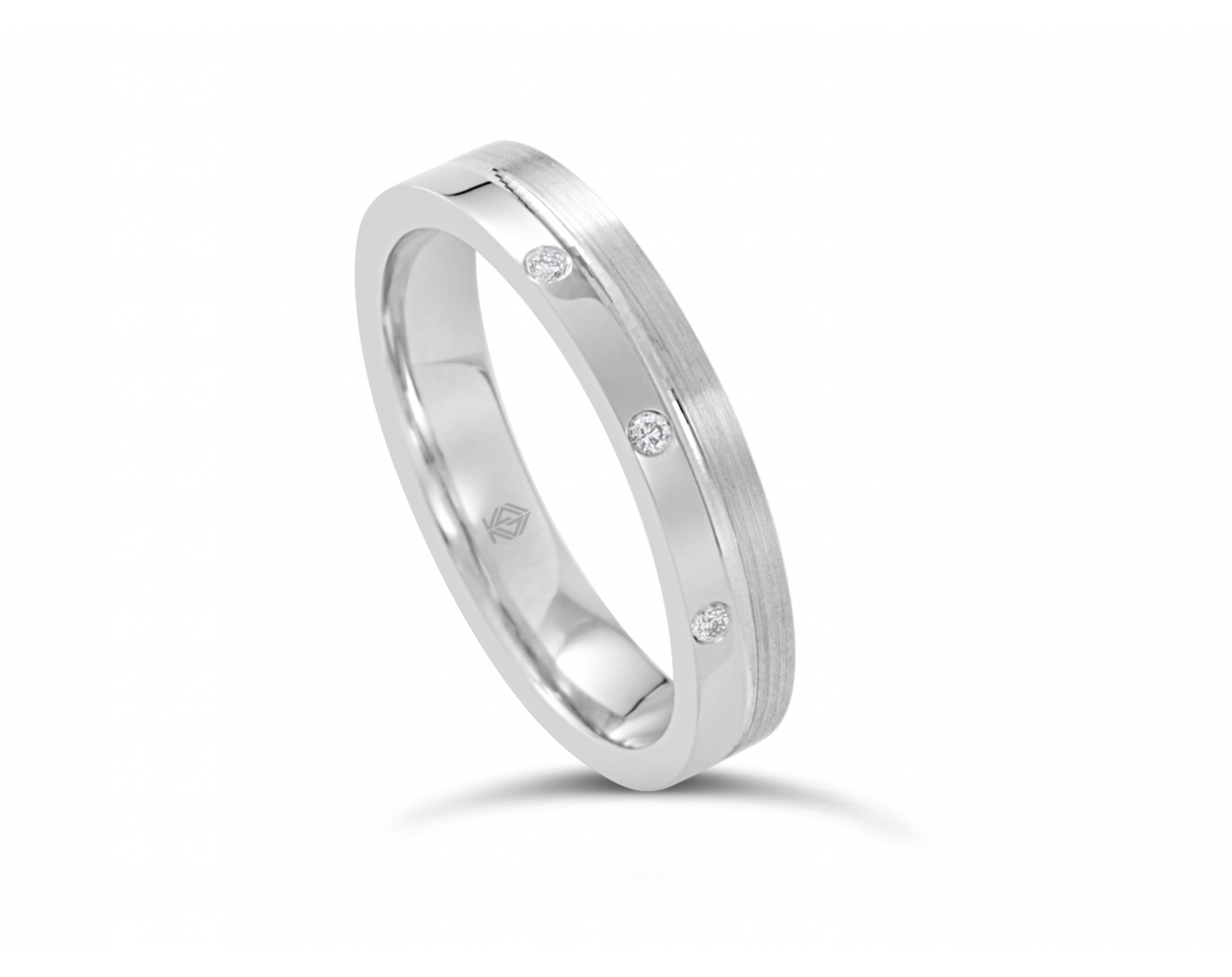 18k white gold matt & shiny 3,5mm wedding ring