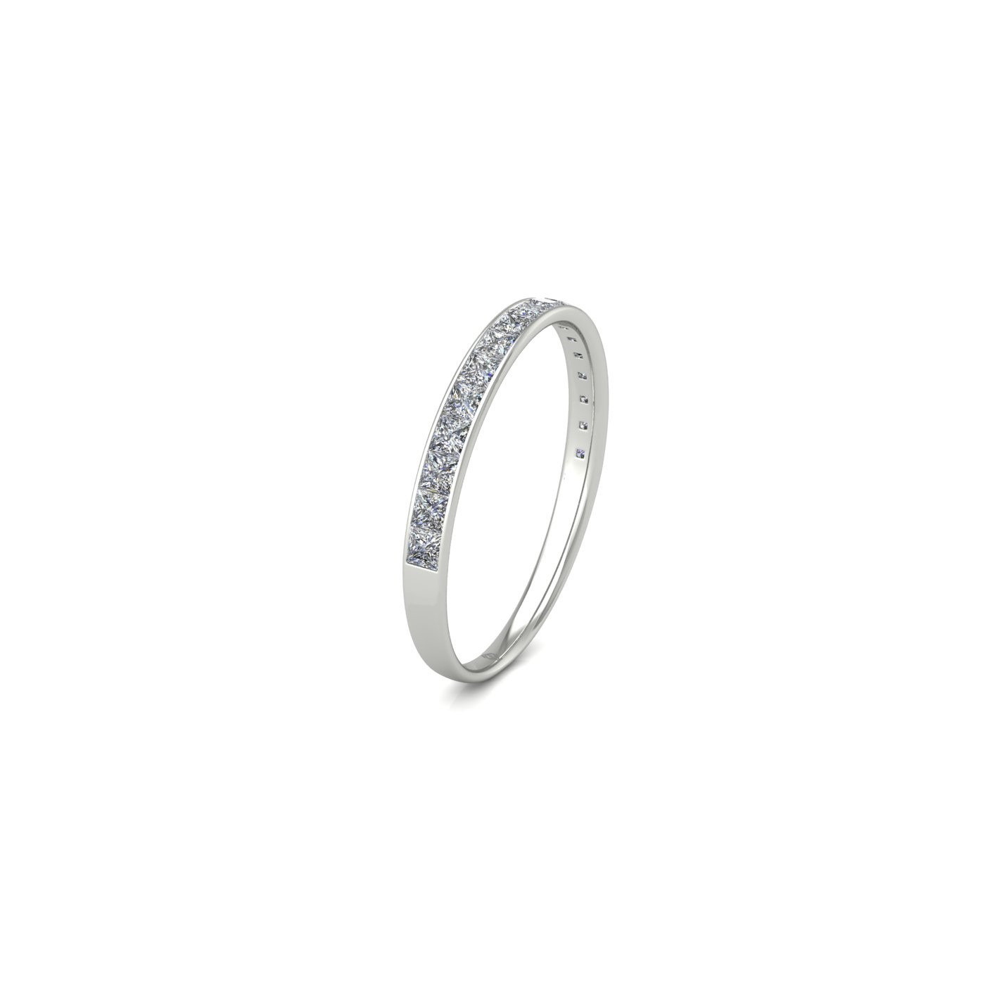 18k white gold  princess shape diamond channel set half eternity ring