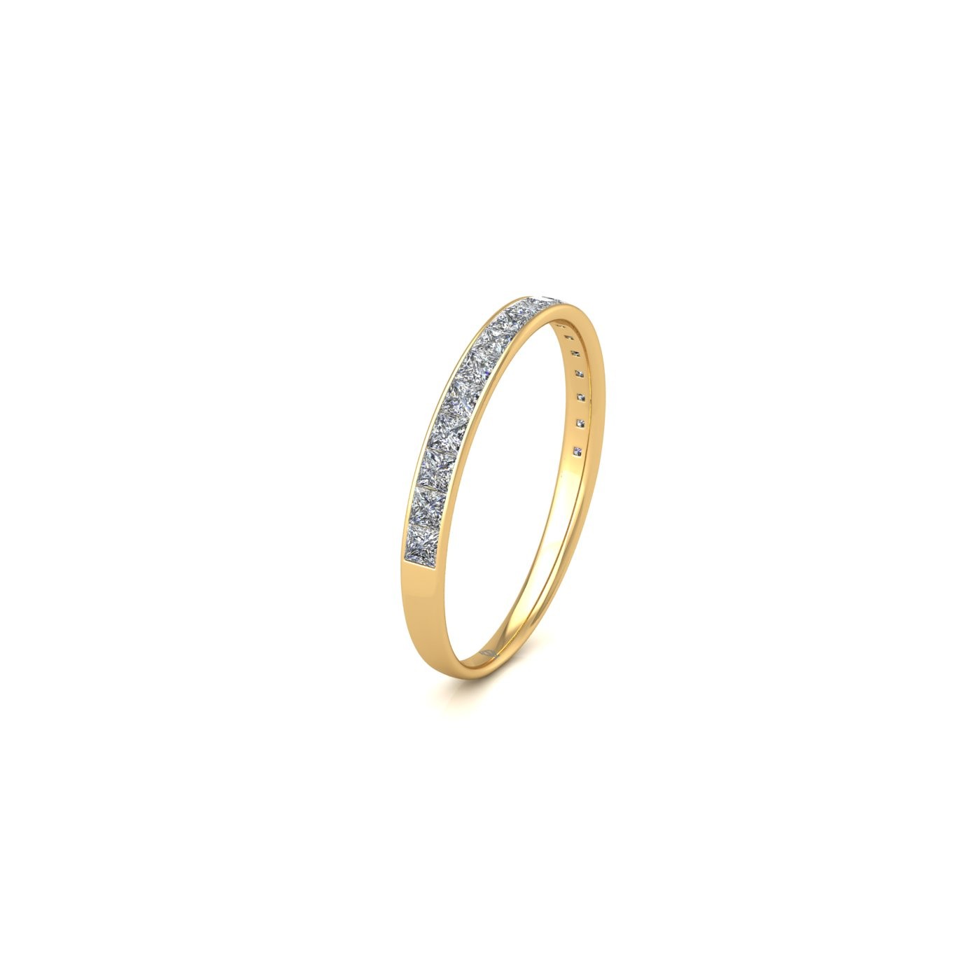 18k yellow gold  princess shape diamond channel set half eternity ring