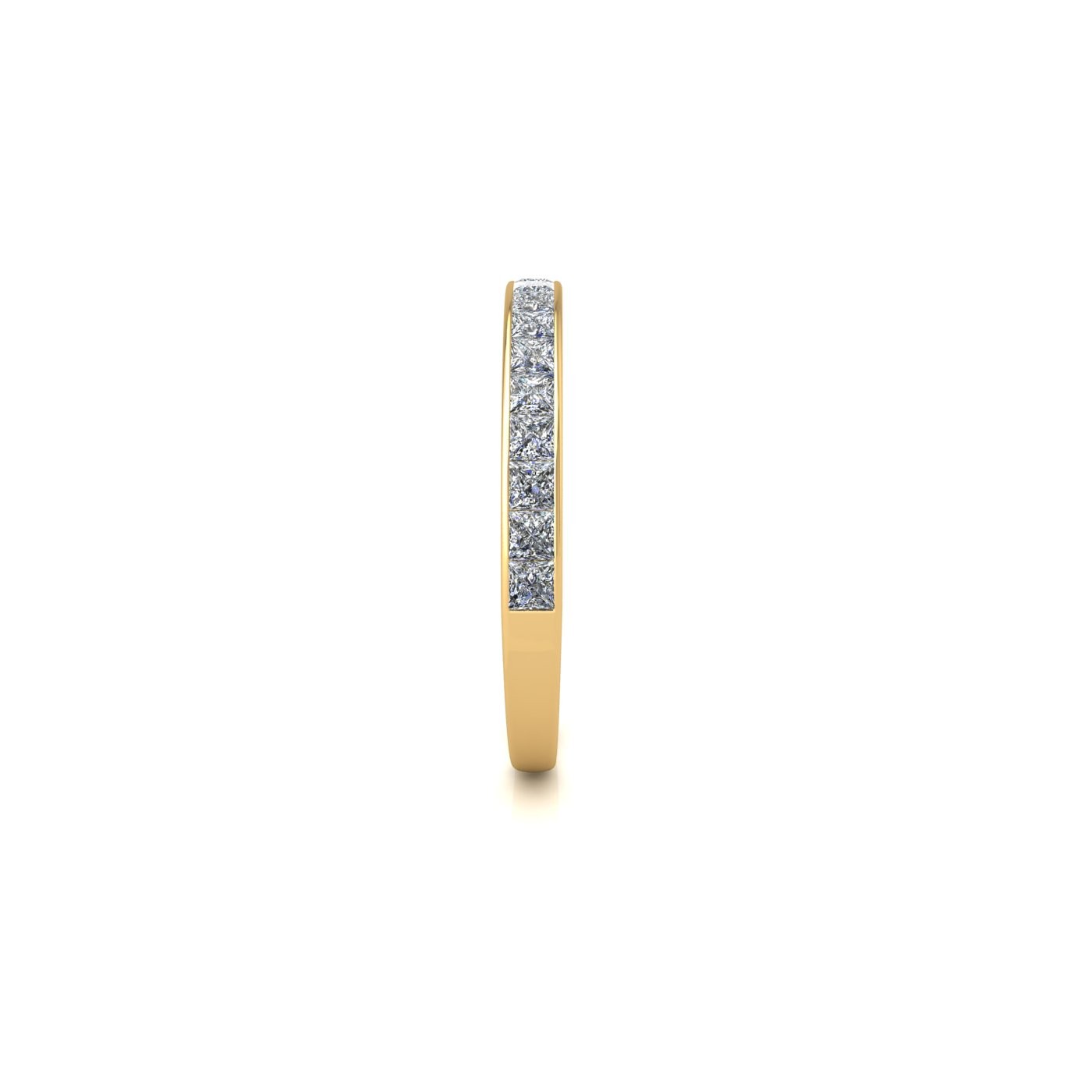18k yellow gold  princess shape diamond channel set half eternity ring