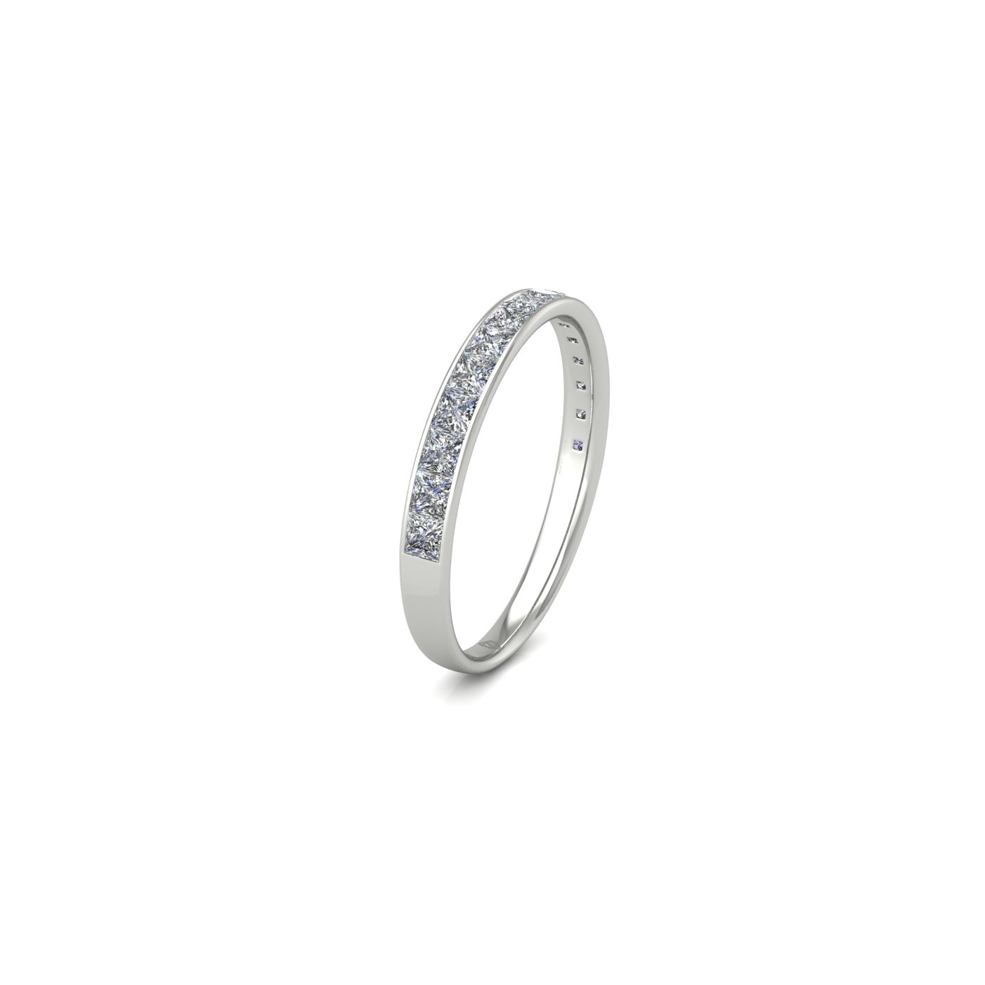 18k white gold  princess shape diamond channel set half eternity ring