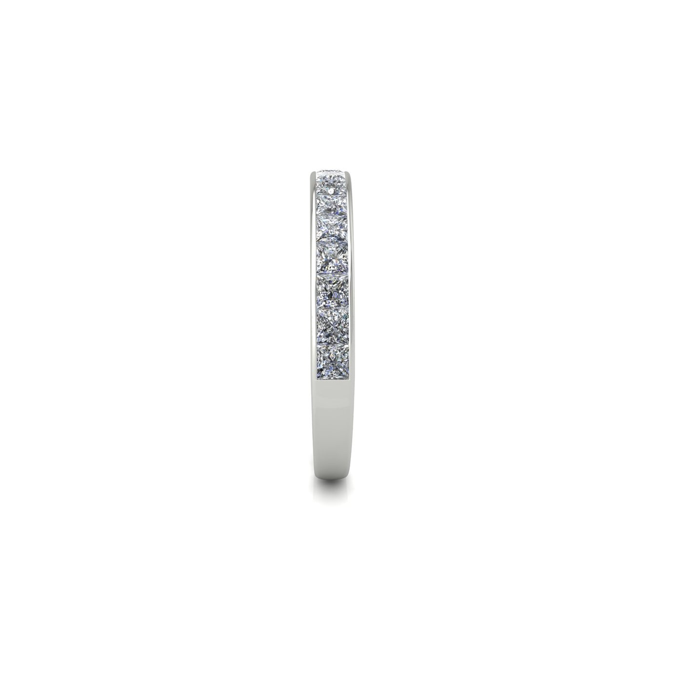 18k white gold  princess shape diamond channel set half eternity ring