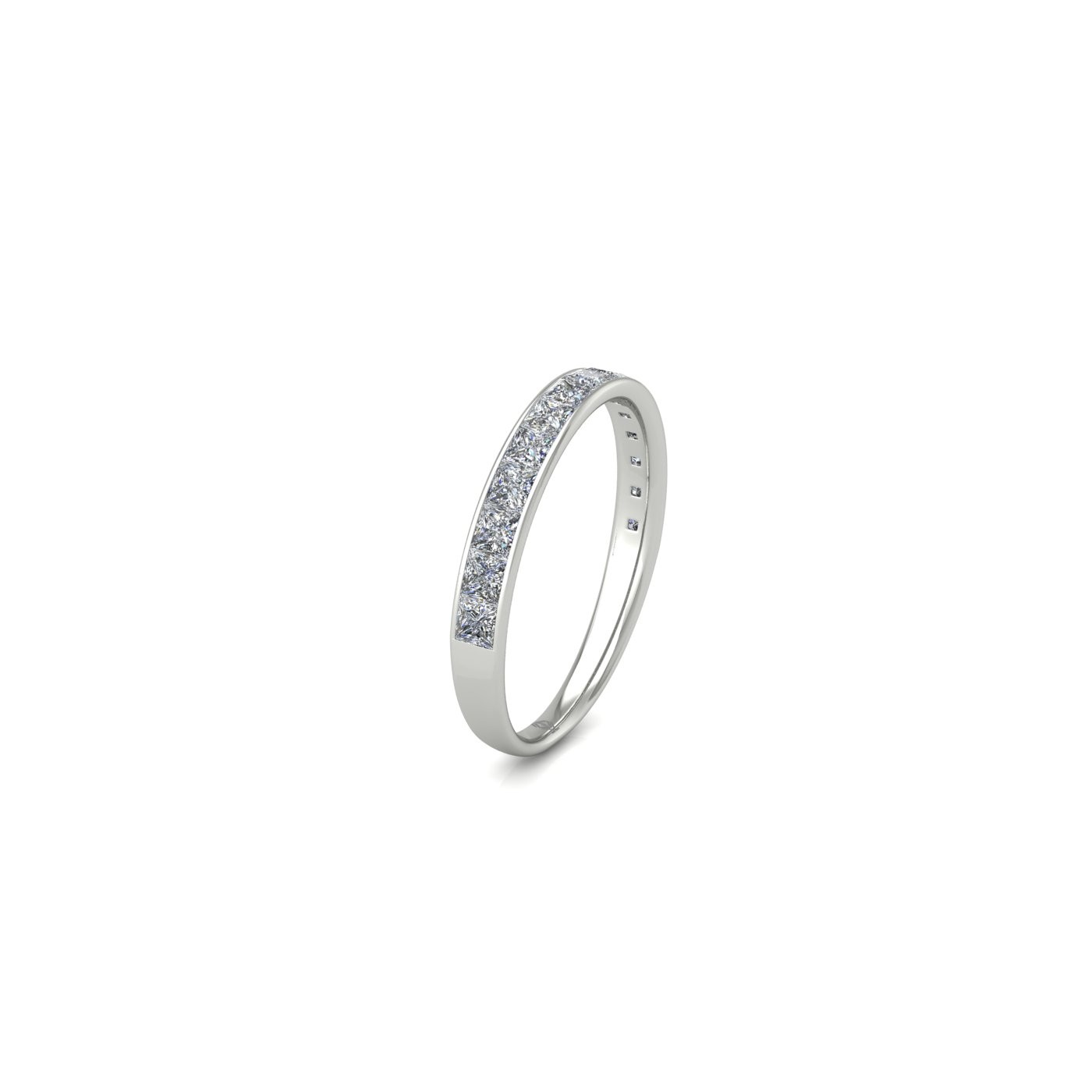 18k white gold  princess shape diamond channel set half eternity ring