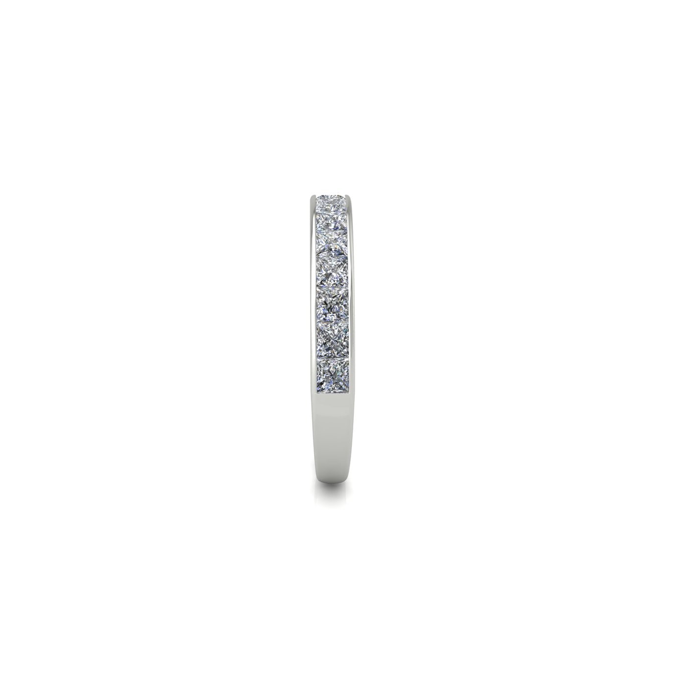 18k white gold  princess shape diamond channel set half eternity ring