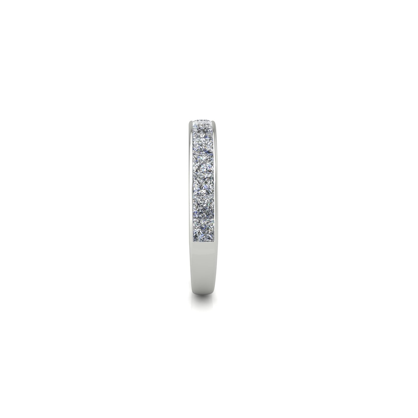 18k white gold  princess shape diamond channel set half eternity ring