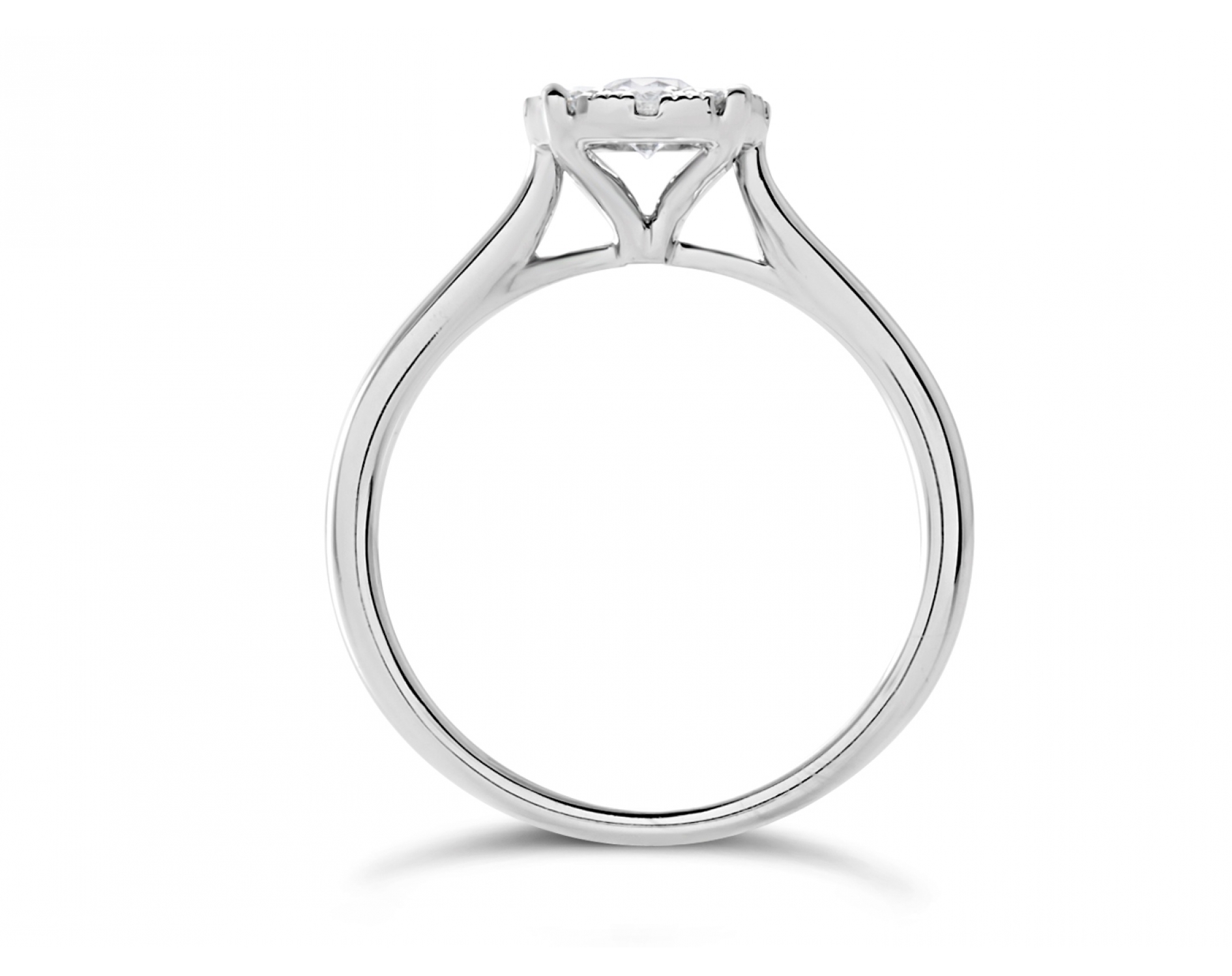 18k white gold cathedral illusion set engagement ring