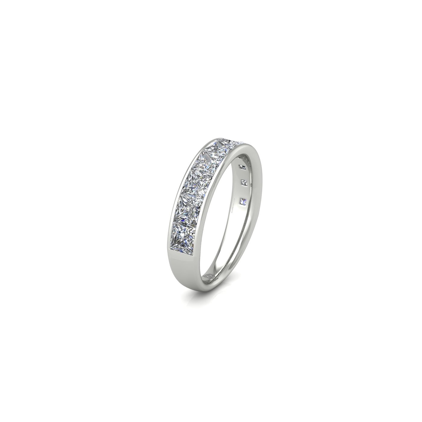 18k white gold  princess shape diamond channel set half eternity ring