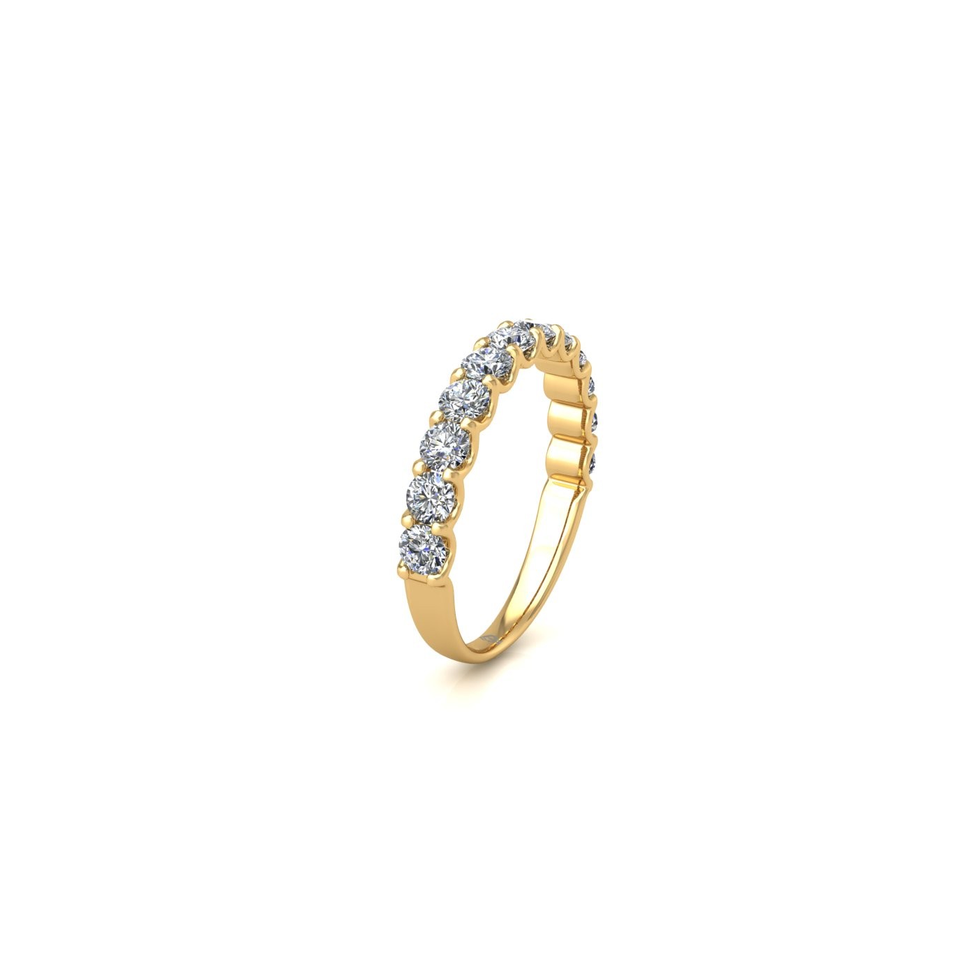 18k yellow gold  round shape diamond half eternity ring in u-prong setting