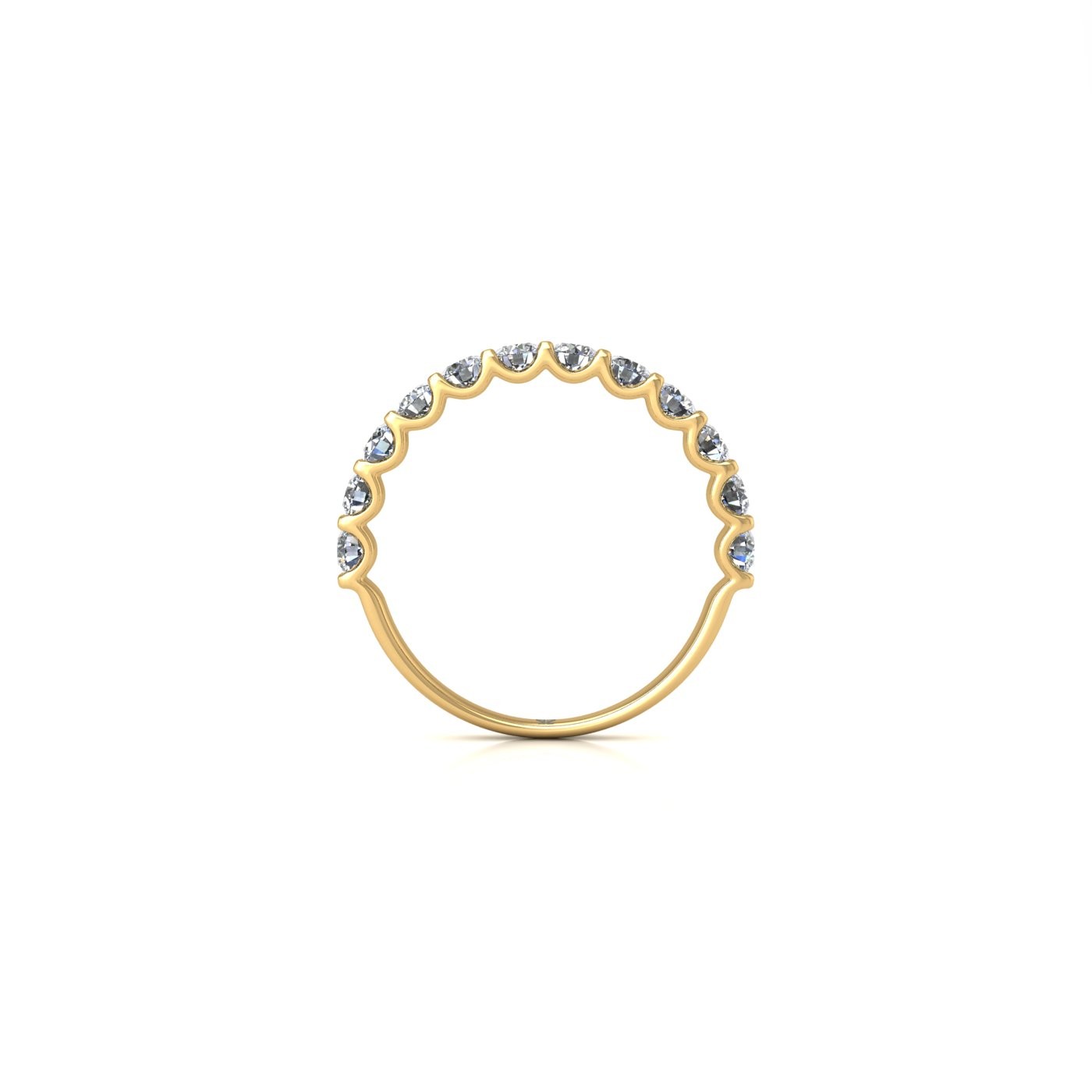 18k yellow gold  round shape diamond half eternity ring in u-prong setting