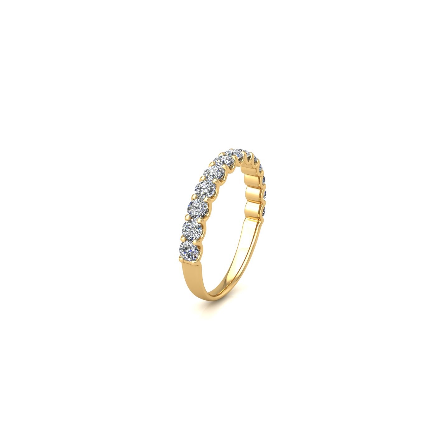 18k yellow gold  round shape diamond half eternity ring in u-prong setting