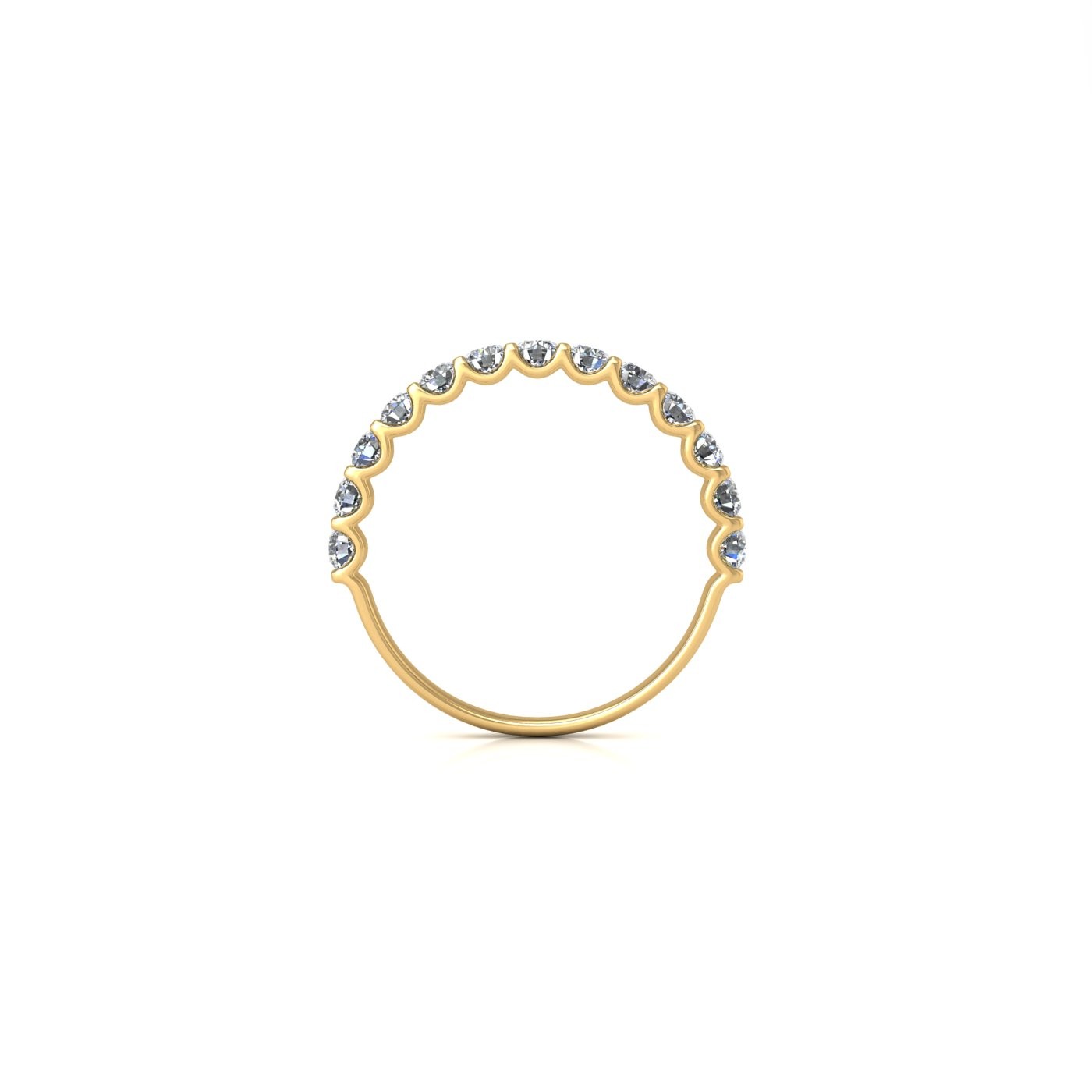 18k yellow gold  round shape diamond half eternity ring in u-prong setting