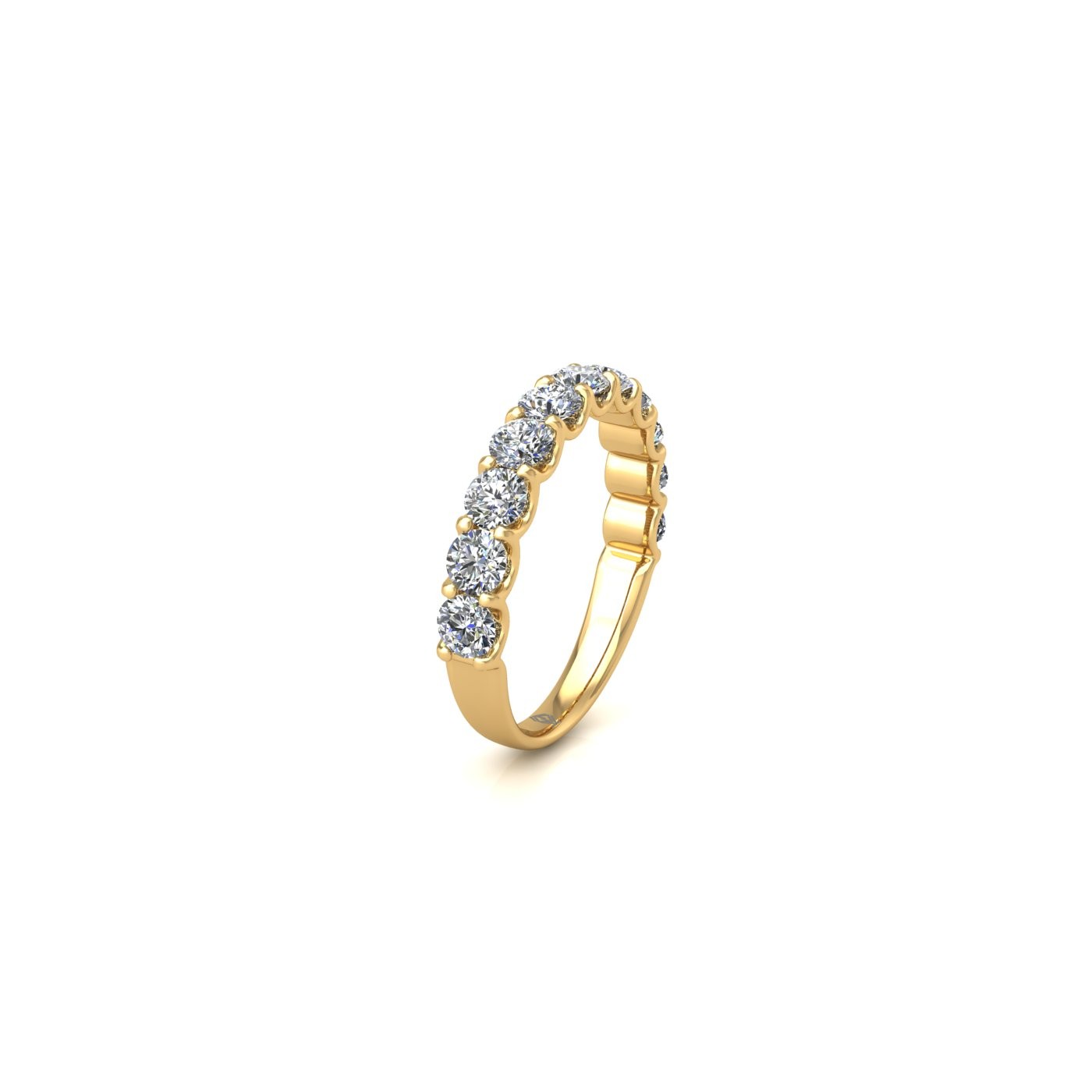 18k yellow gold  round shape diamond half eternity ring in u-prong setting