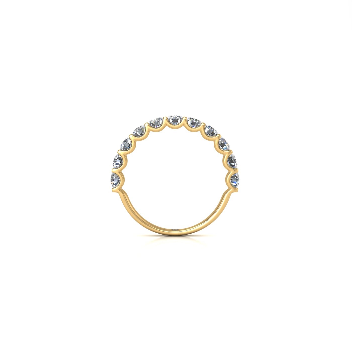 18k yellow gold  round shape diamond half eternity ring in u-prong setting