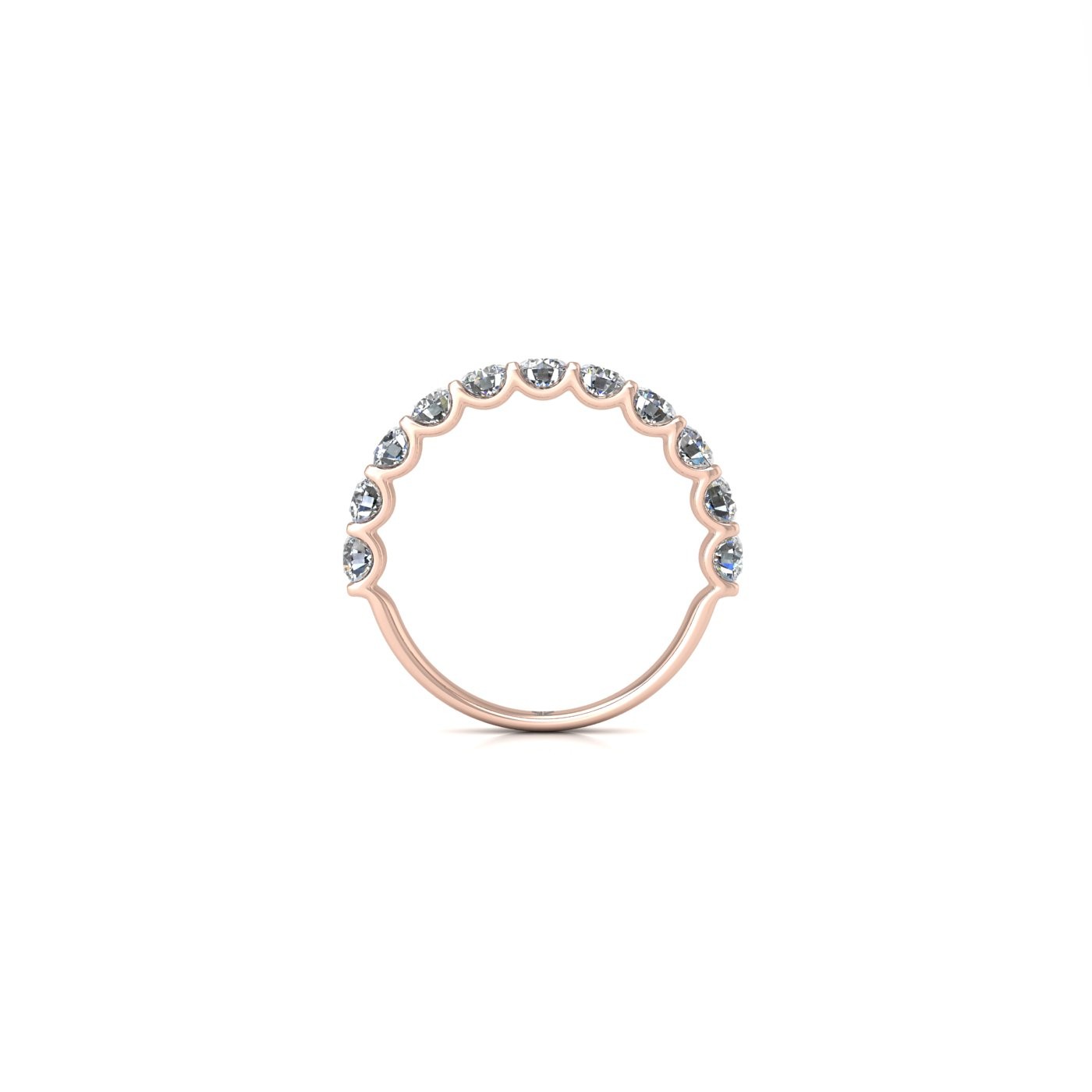 18k rose gold  round shape diamond half eternity ring in u-prong setting