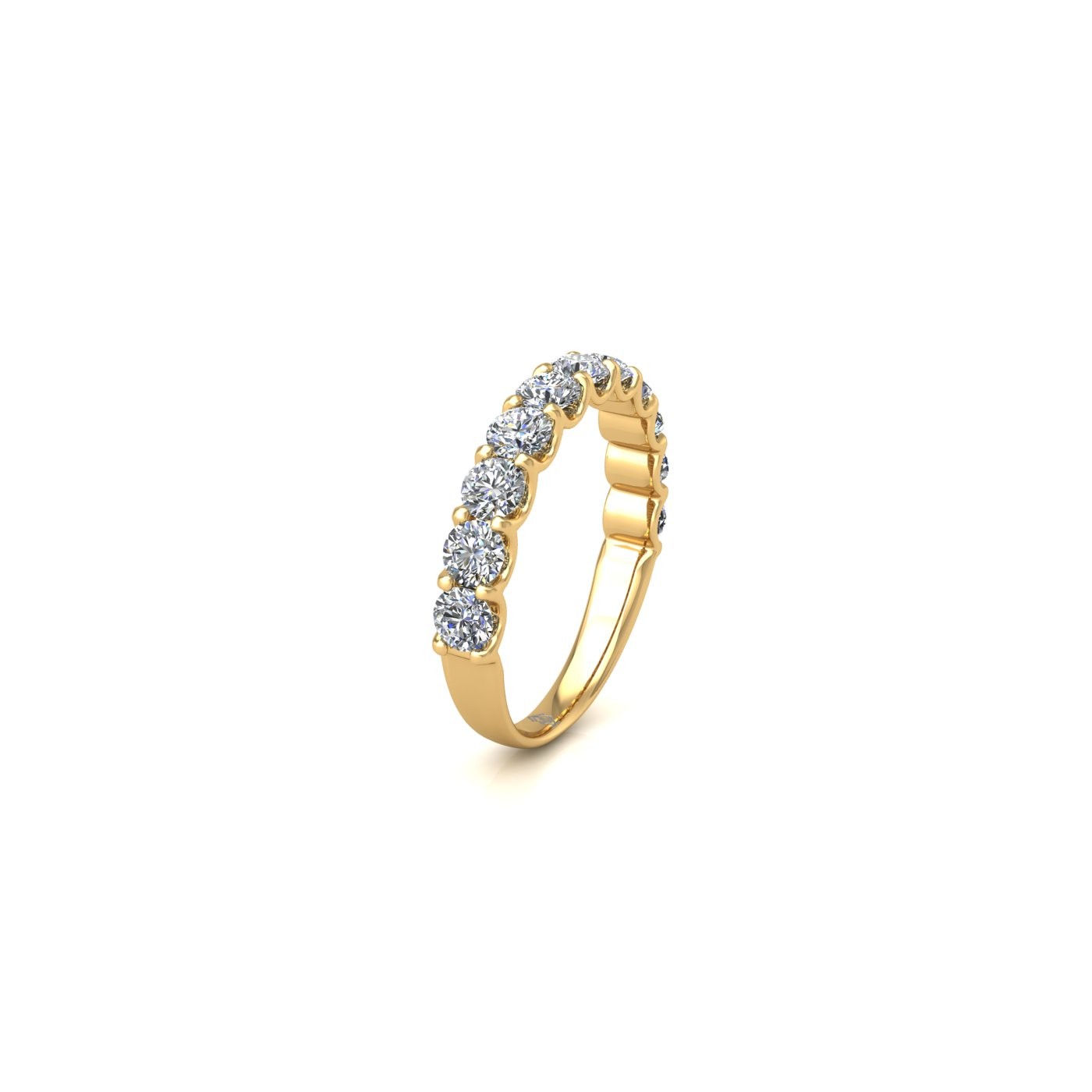 18k yellow gold  round shape diamond half eternity ring in u-prong setting
