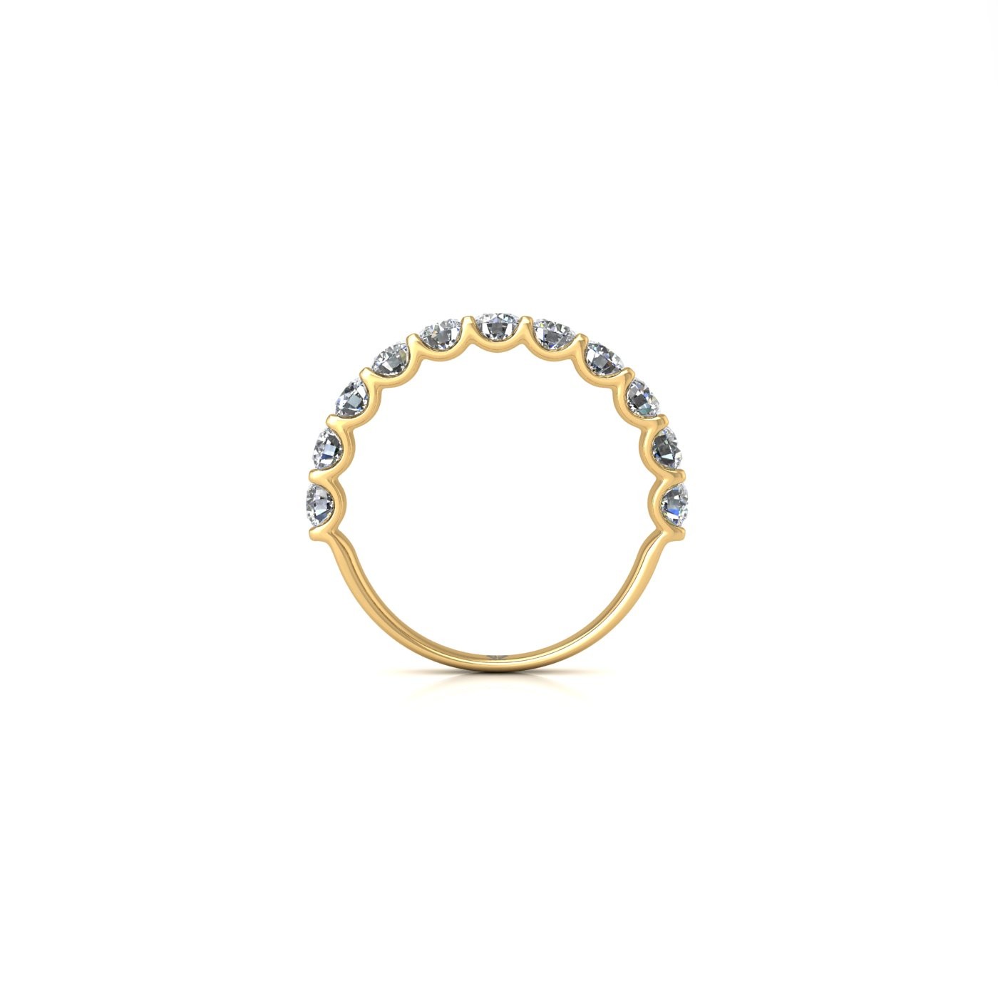 18k yellow gold  round shape diamond half eternity ring in u-prong setting