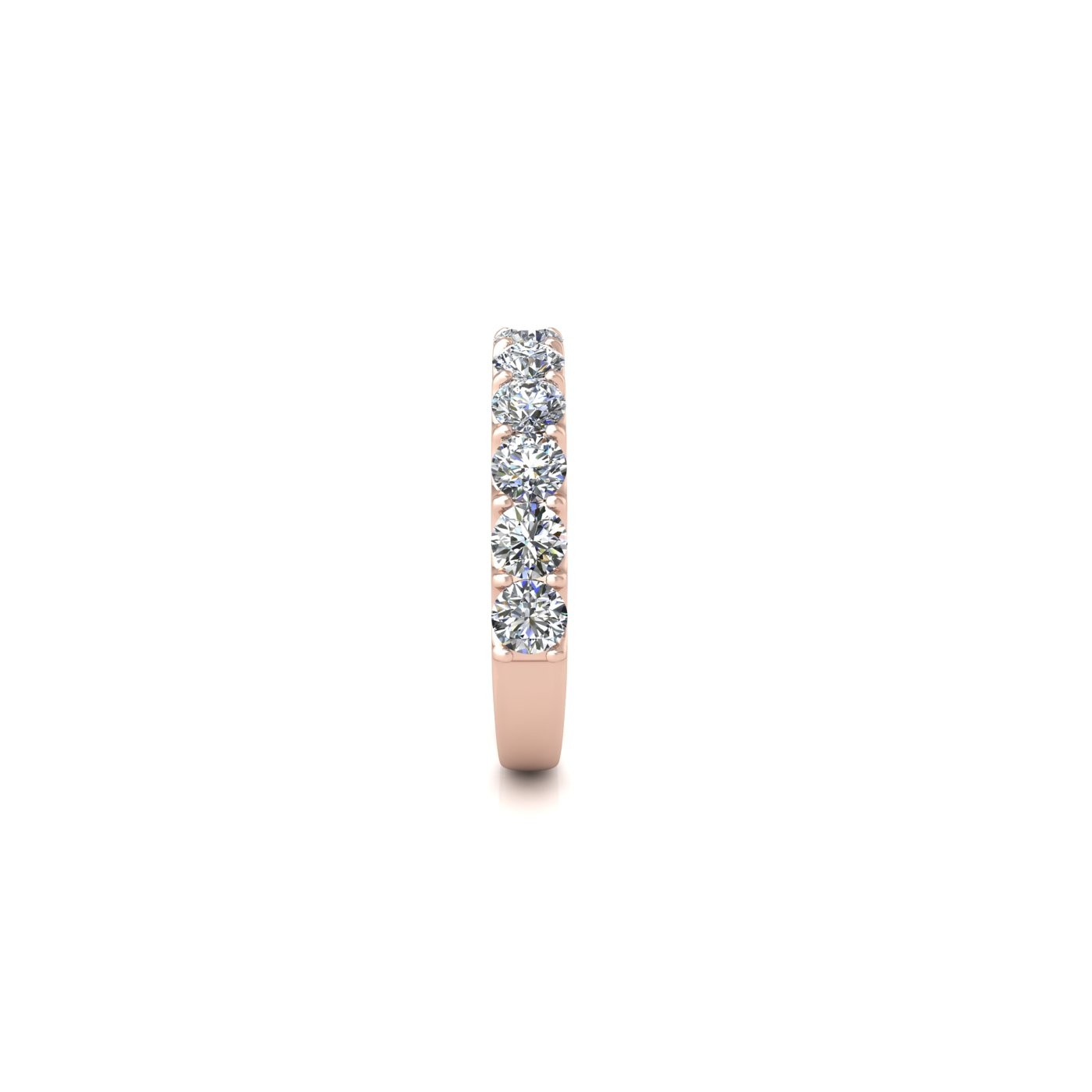 18k rose gold  round shape diamond half eternity ring in u-prong setting