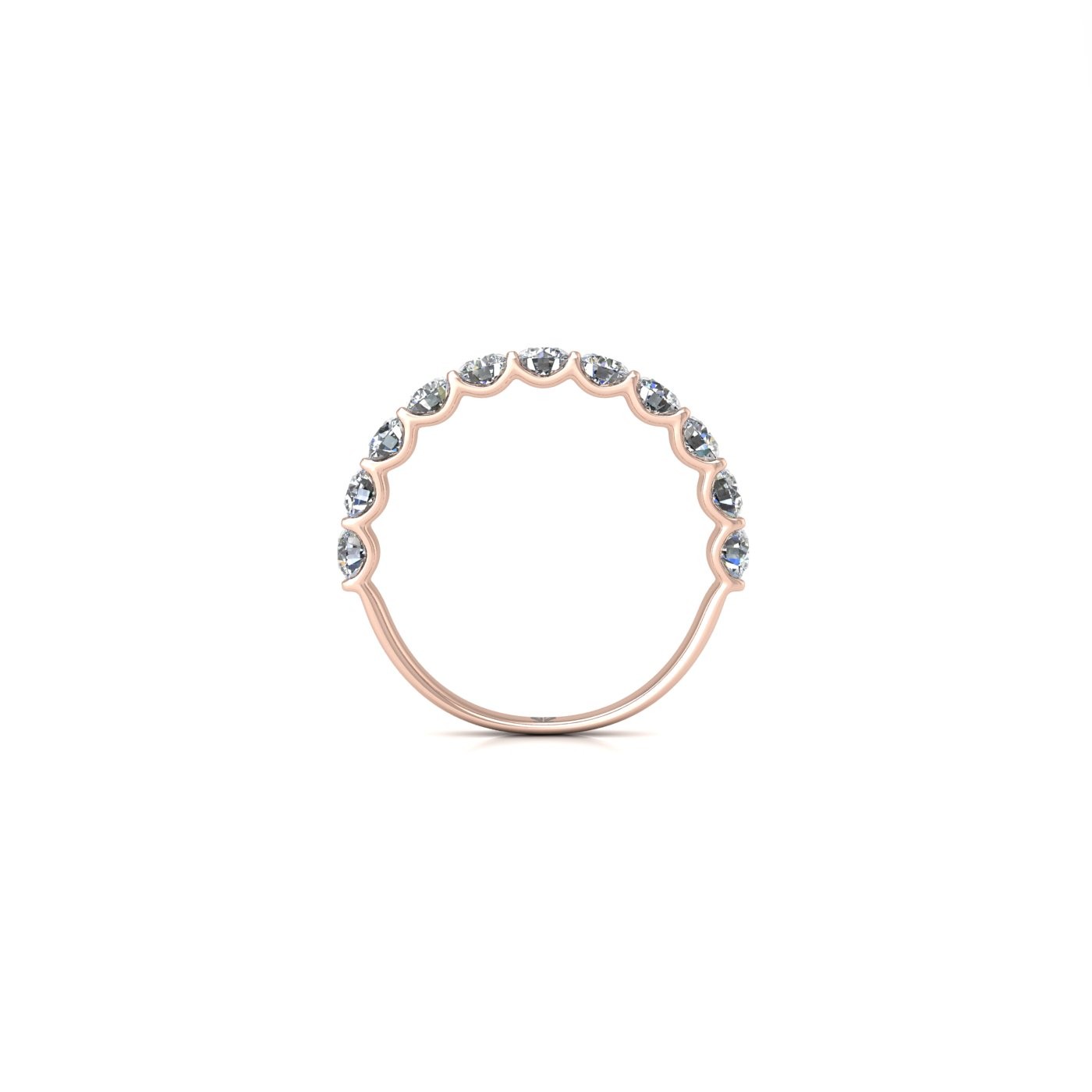 18k rose gold  round shape diamond half eternity ring in u-prong setting