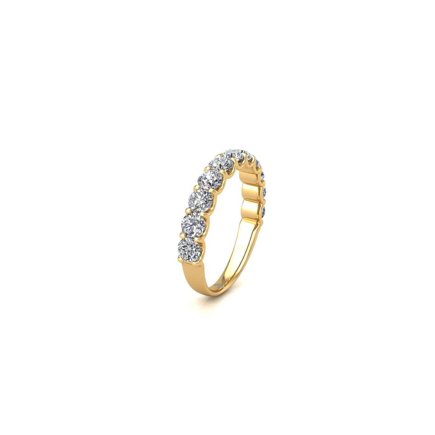 18k yellow gold  round shape diamond half eternity ring in u-prong setting