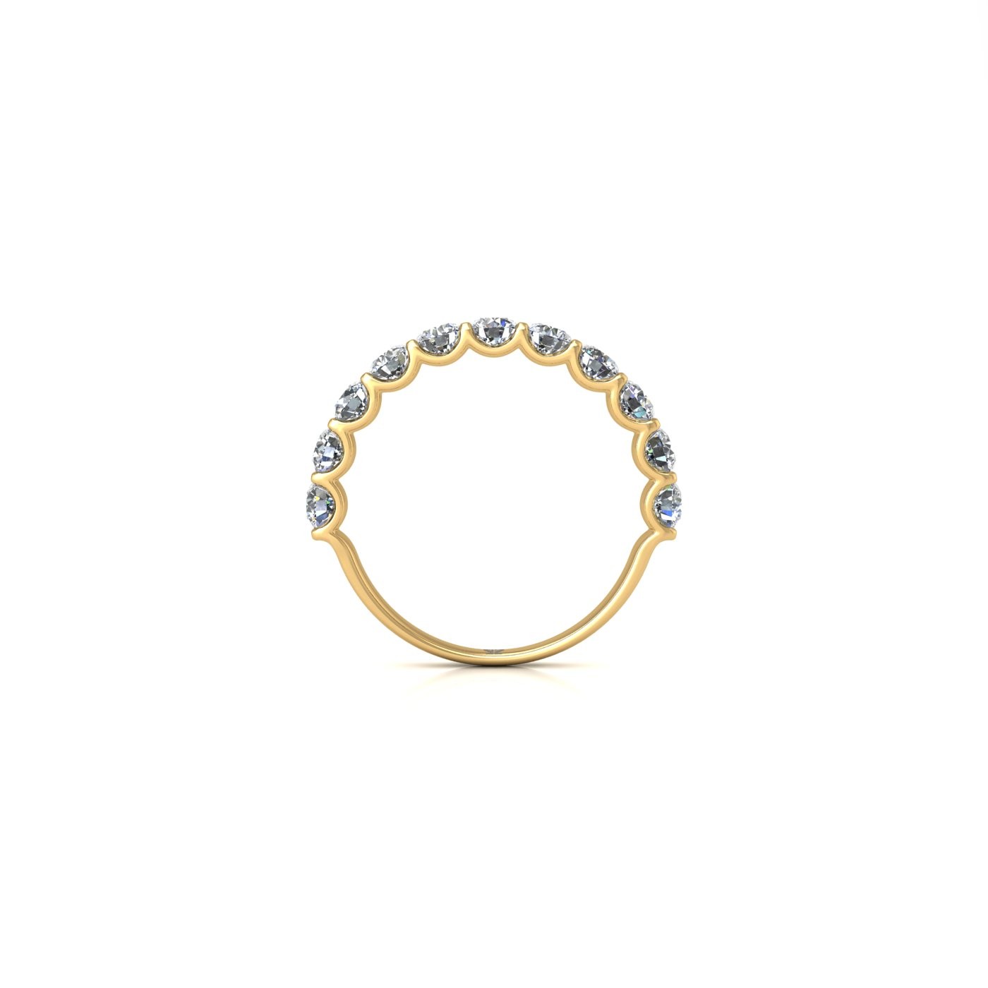 18k yellow gold  round shape diamond half eternity ring in u-prong setting