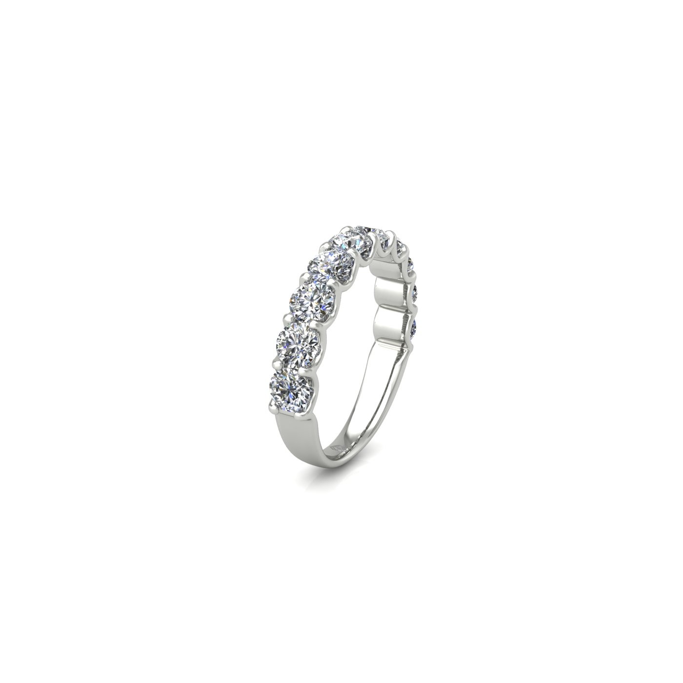 18k white gold  round shape diamond half eternity ring in u-prong setting