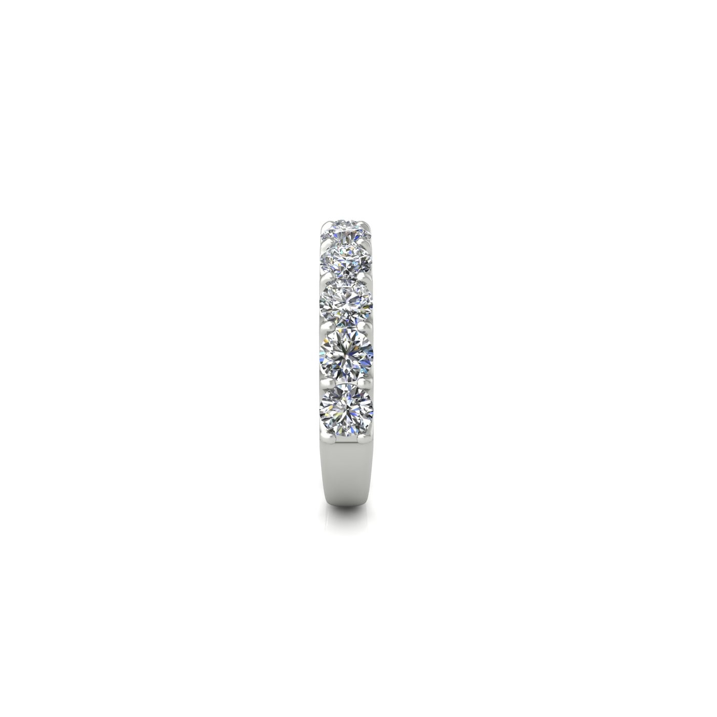 18k white gold  round shape diamond half eternity ring in u-prong setting