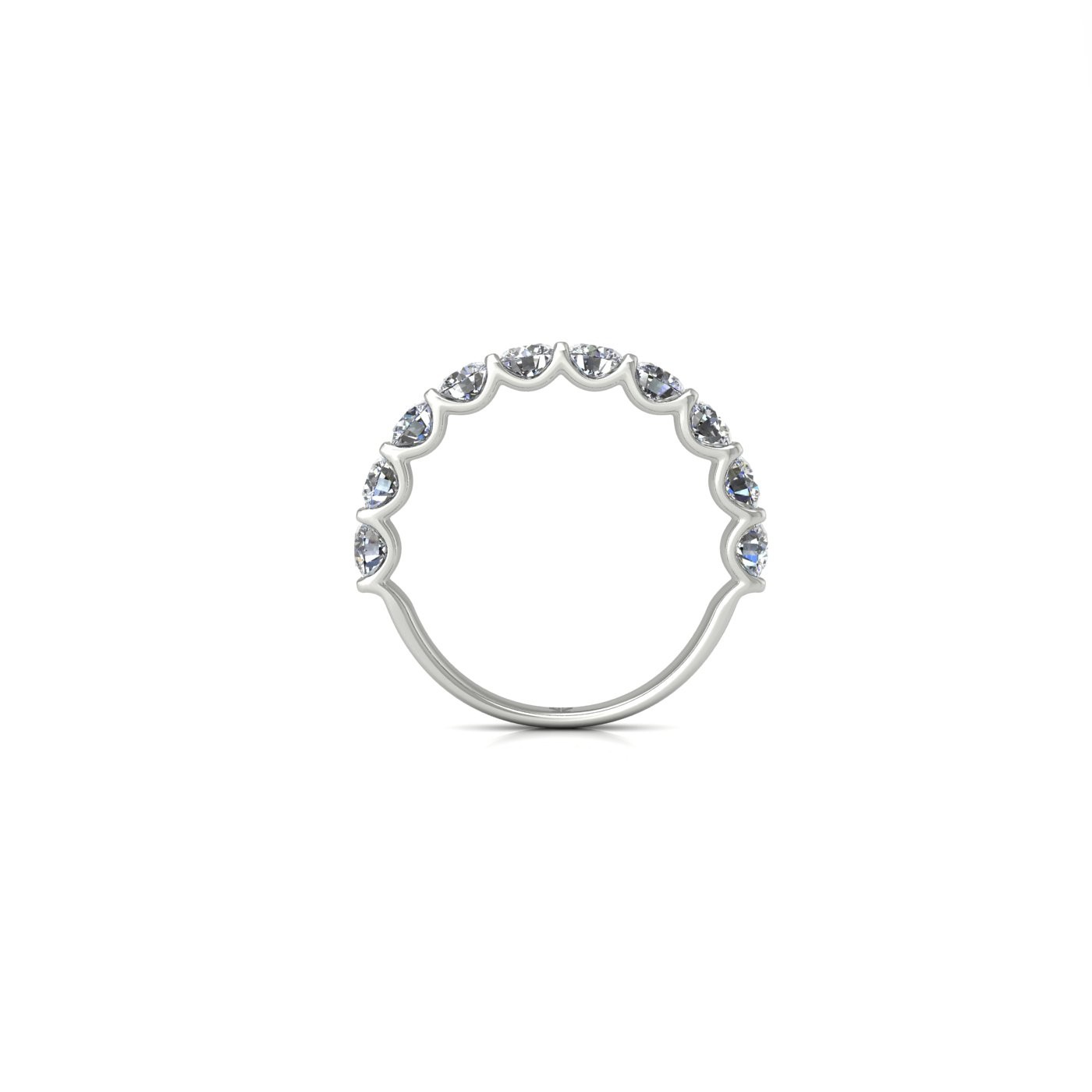 18k white gold  round shape diamond half eternity ring in u-prong setting
