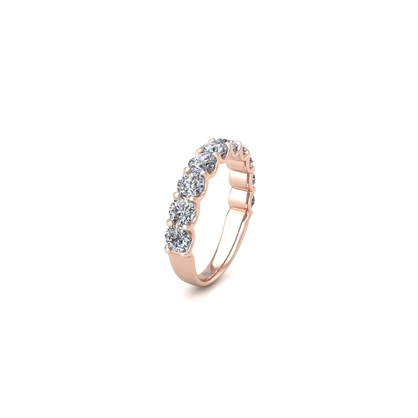 18k rose gold  round shape diamond half eternity ring in u-prong setting