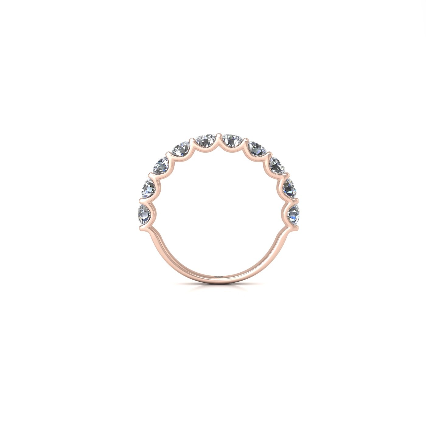 18k rose gold  round shape diamond half eternity ring in u-prong setting