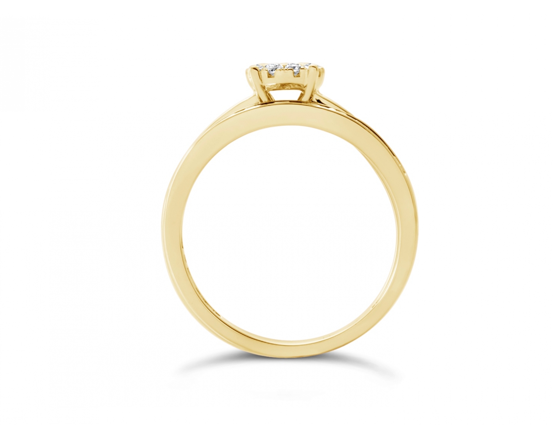 18k yellow gold halo illusion set engagement ring & matching wedding band in channel set (2 rings)