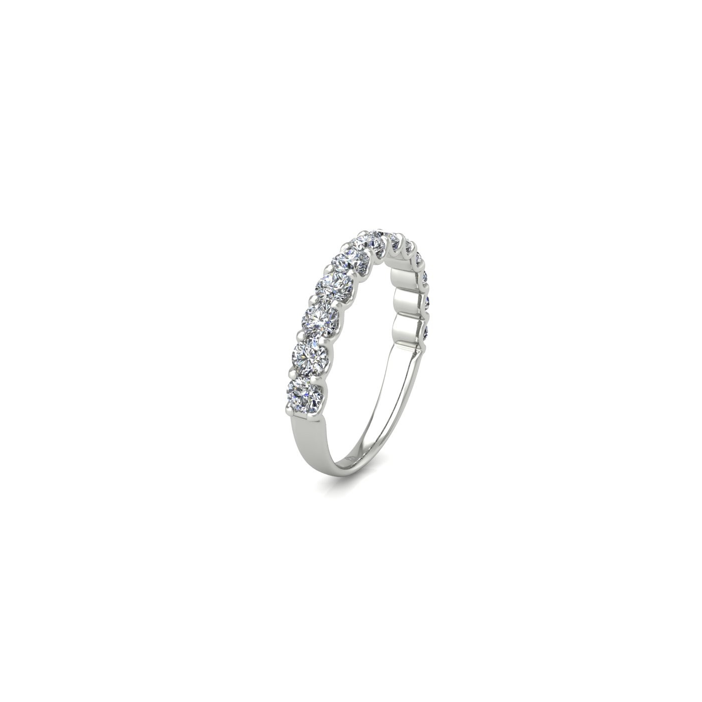 platinum  round shape diamond half eternity ring in u-prong setting