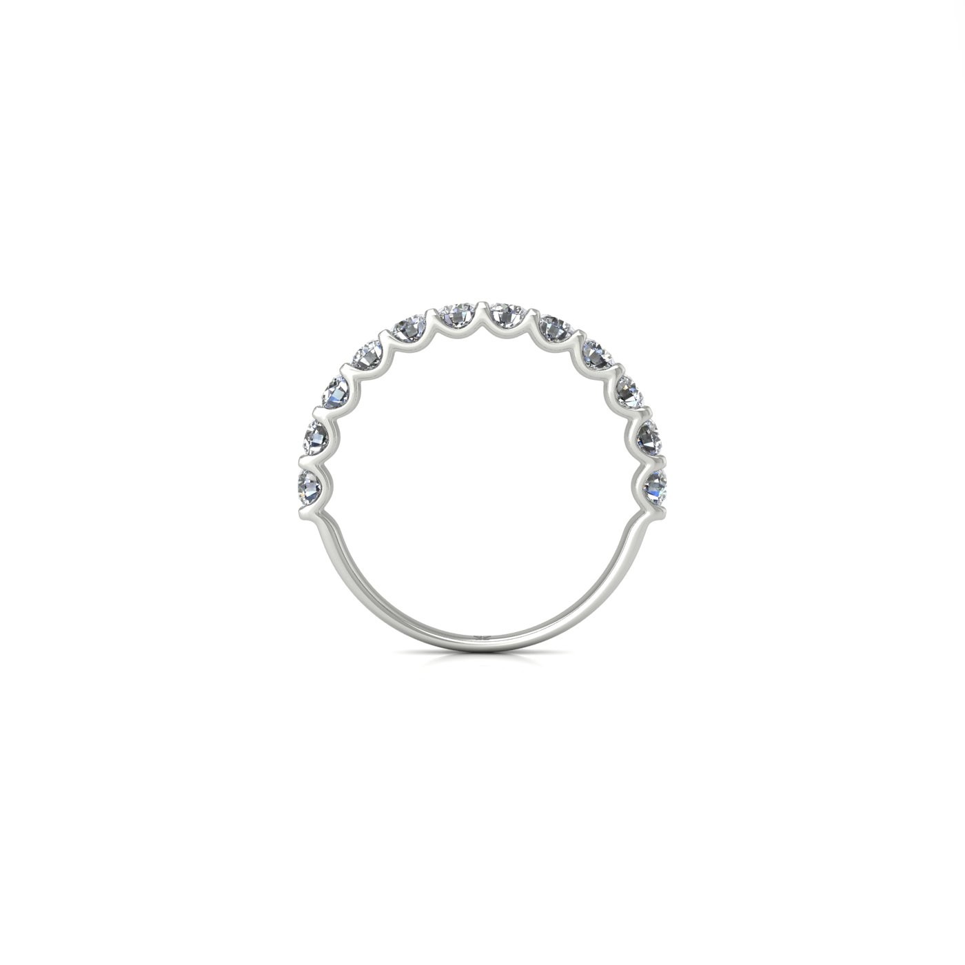 platinum  round shape diamond half eternity ring in u-prong setting