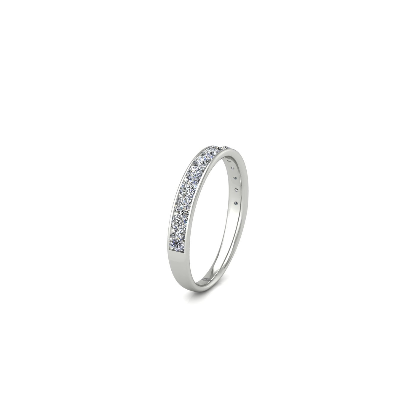 platinum  round shape diamond channel set half eternity ring