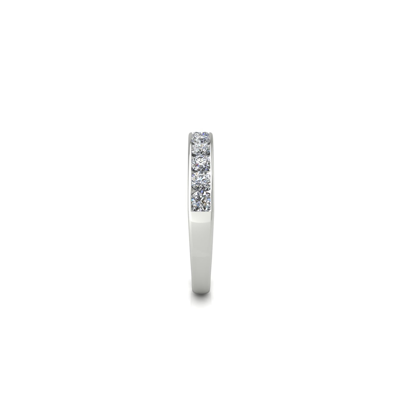 platinum  round shape diamond channel set half eternity ring