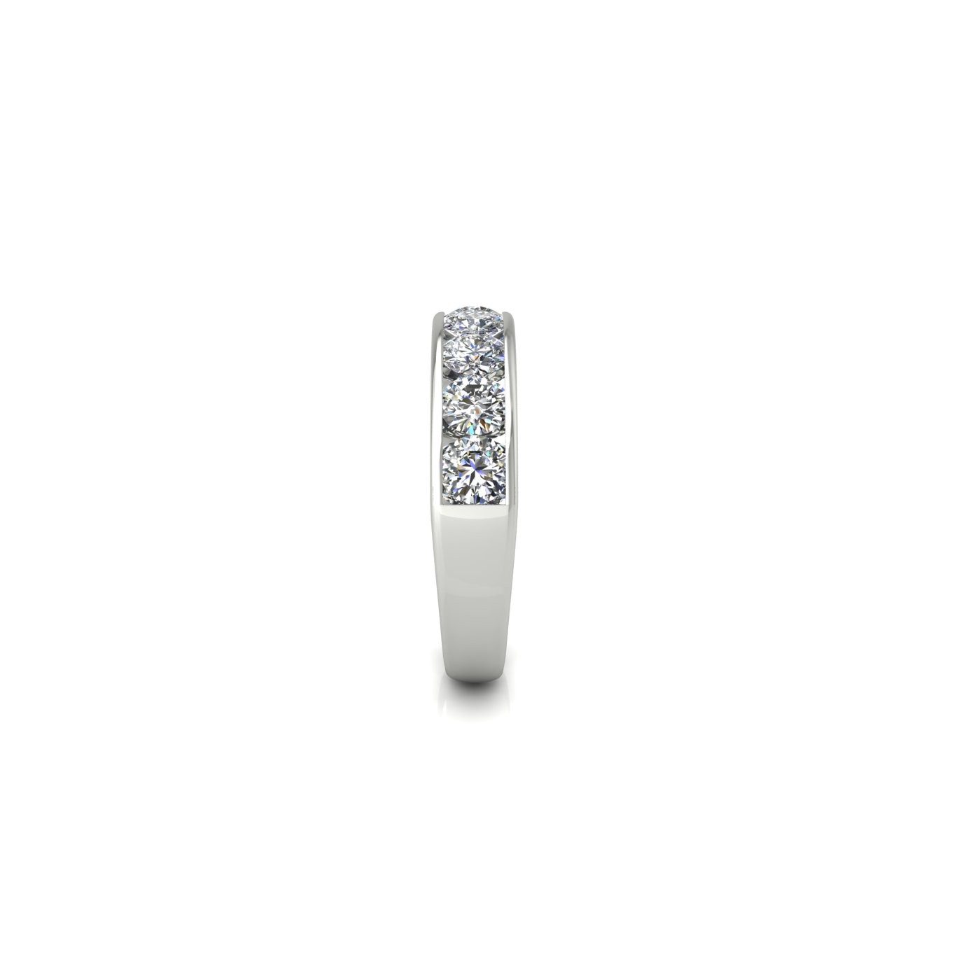platinum  round shape diamond channel set half eternity ring