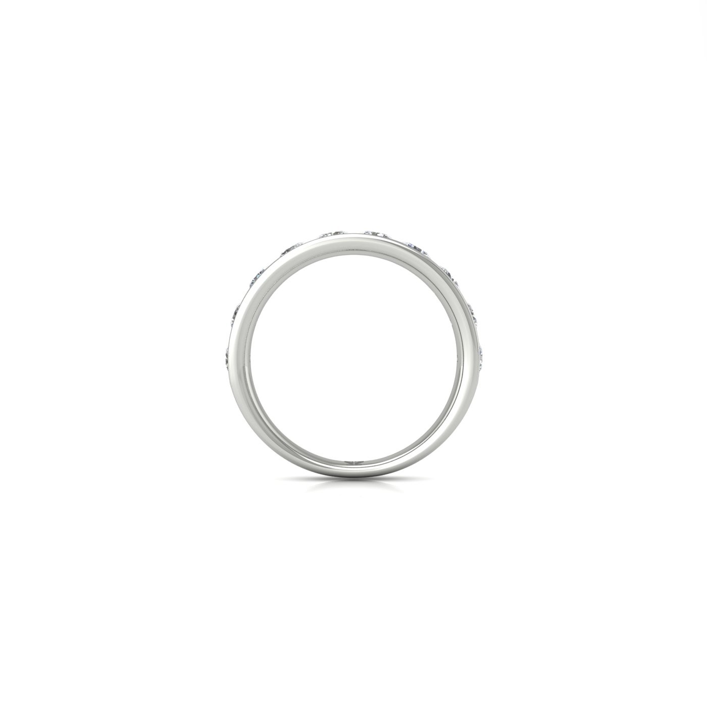 platinum  round shape diamond channel set half eternity ring