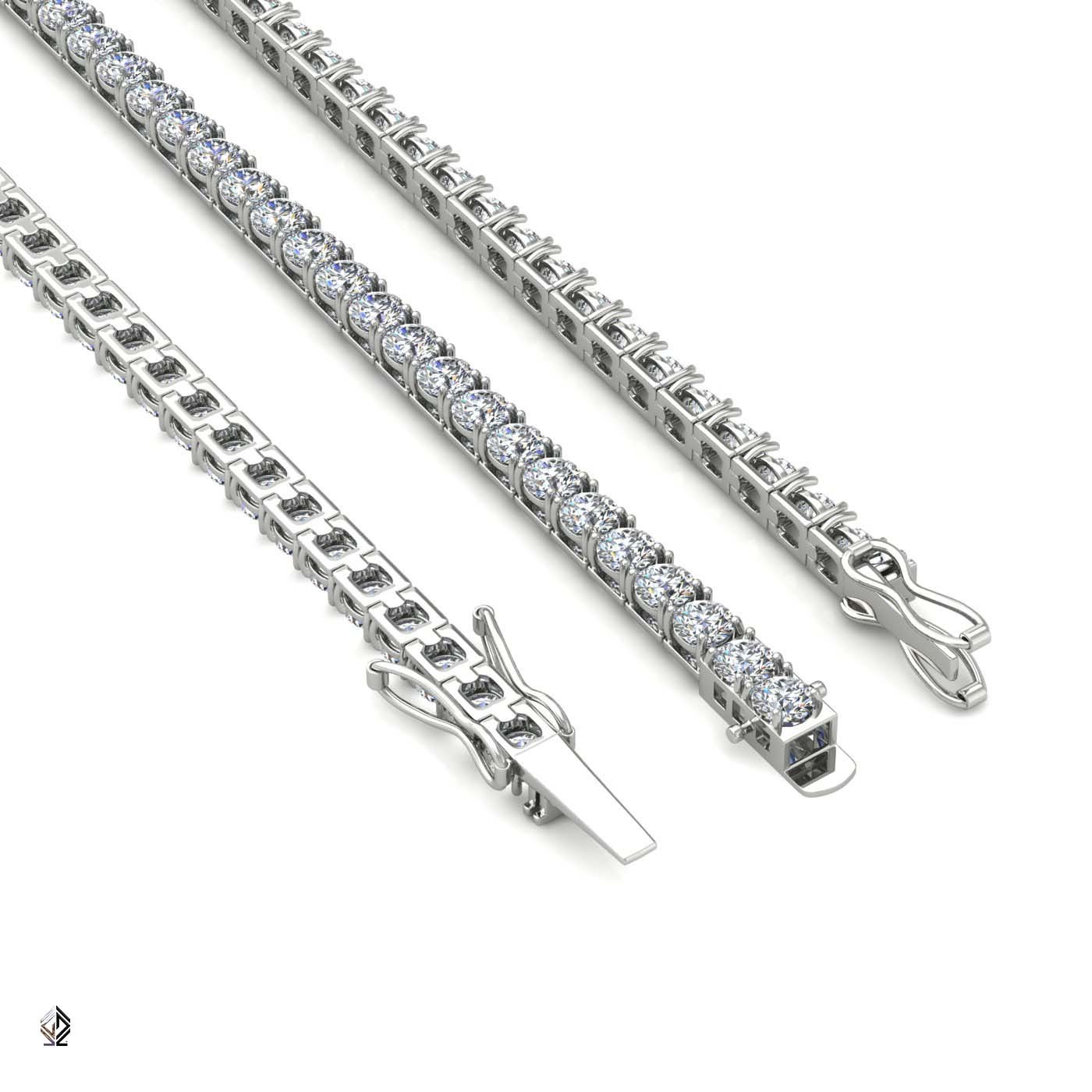 18k white gold 2.8mm 4 prong round shape diamond tennis bracelet in square setting