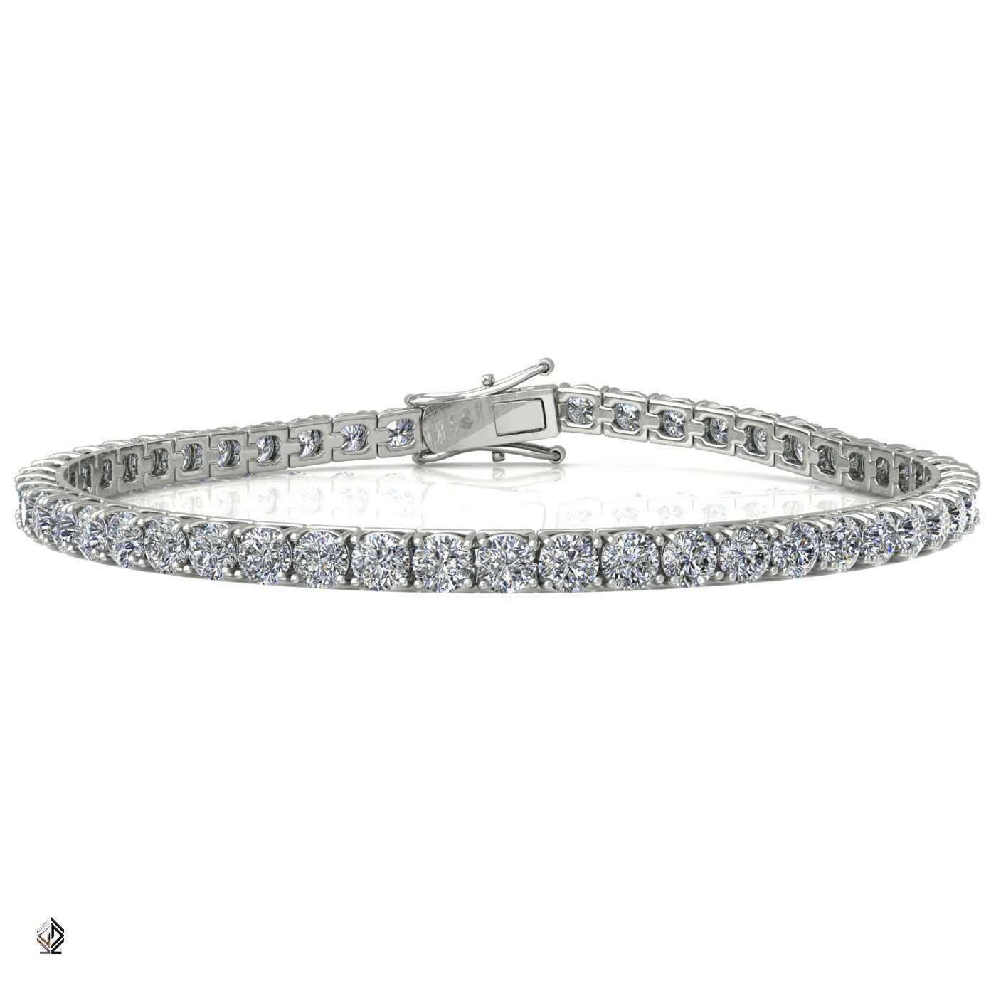18k white gold 2.8mm 4 prong round shape diamond tennis bracelet in square setting