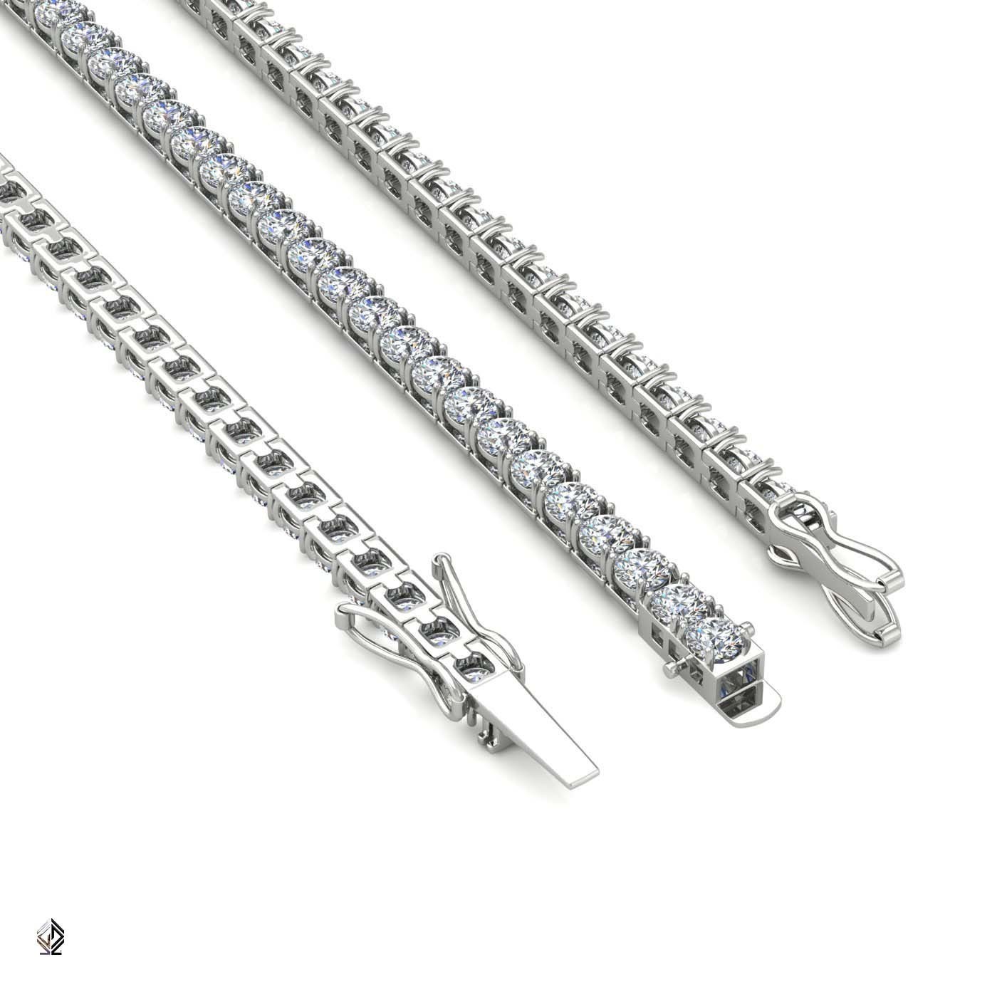 18k white gold 3.0mm 4 prong round shape diamond tennis bracelet in square setting