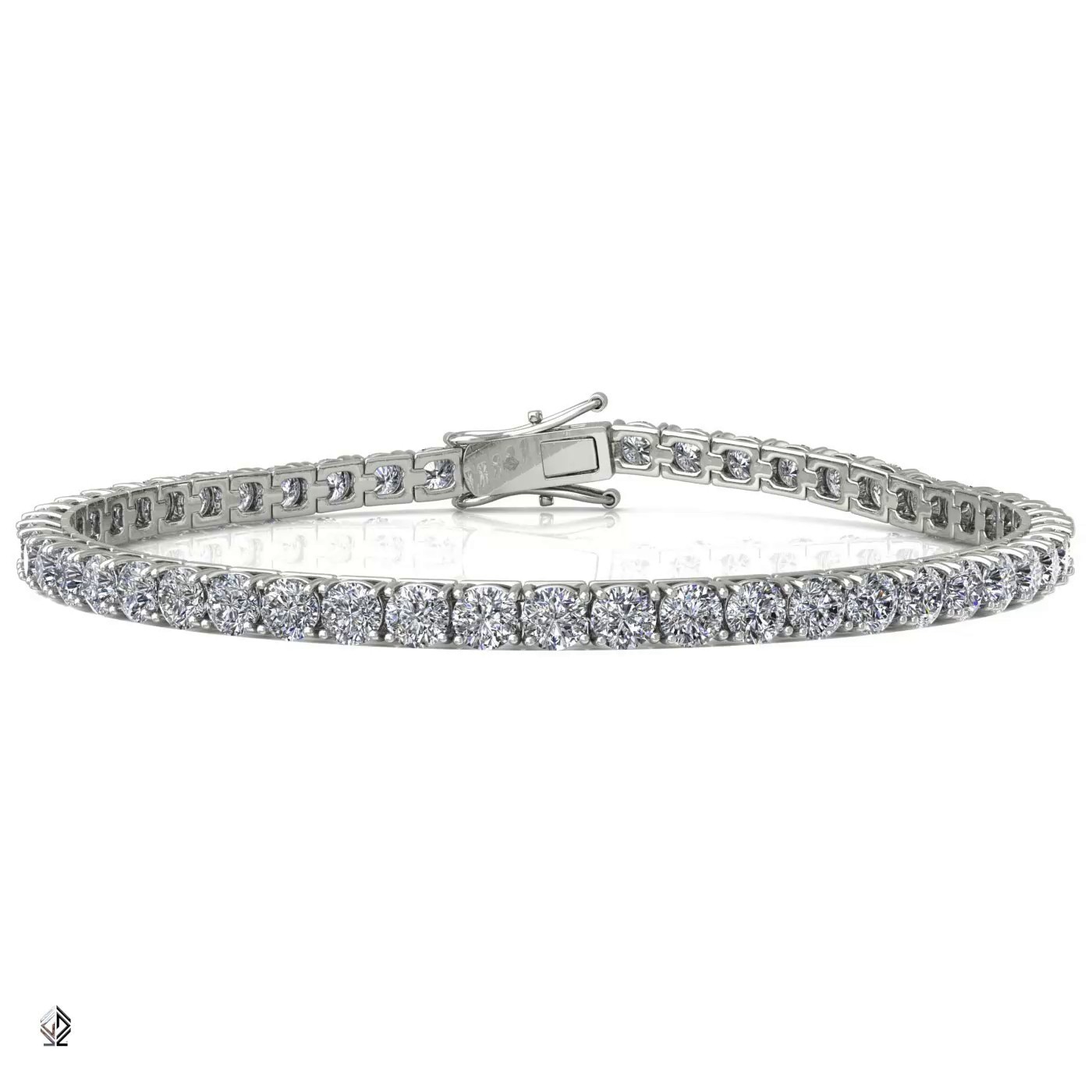 18k yellow gold 3.0mm 4 prong round shape diamond tennis bracelet in square setting Photos & images