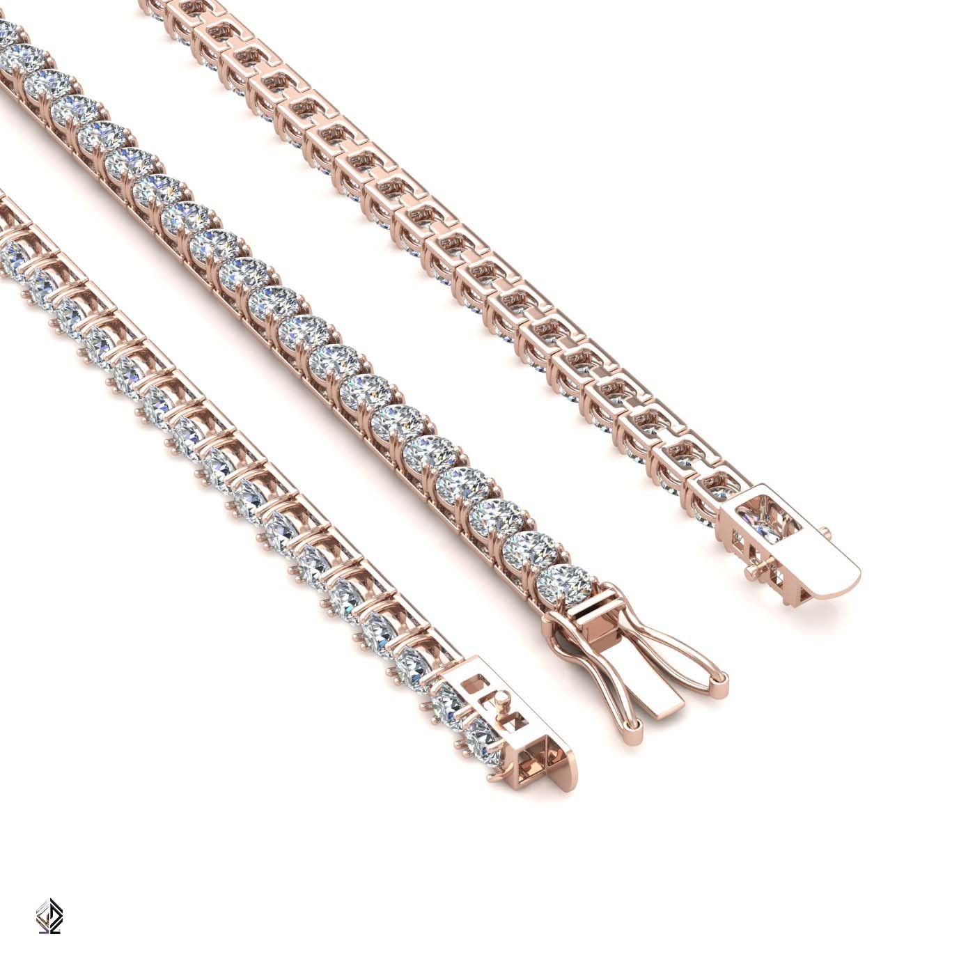 18k rose gold 3.0mm 4 prong round shape diamond tennis bracelet in square setting