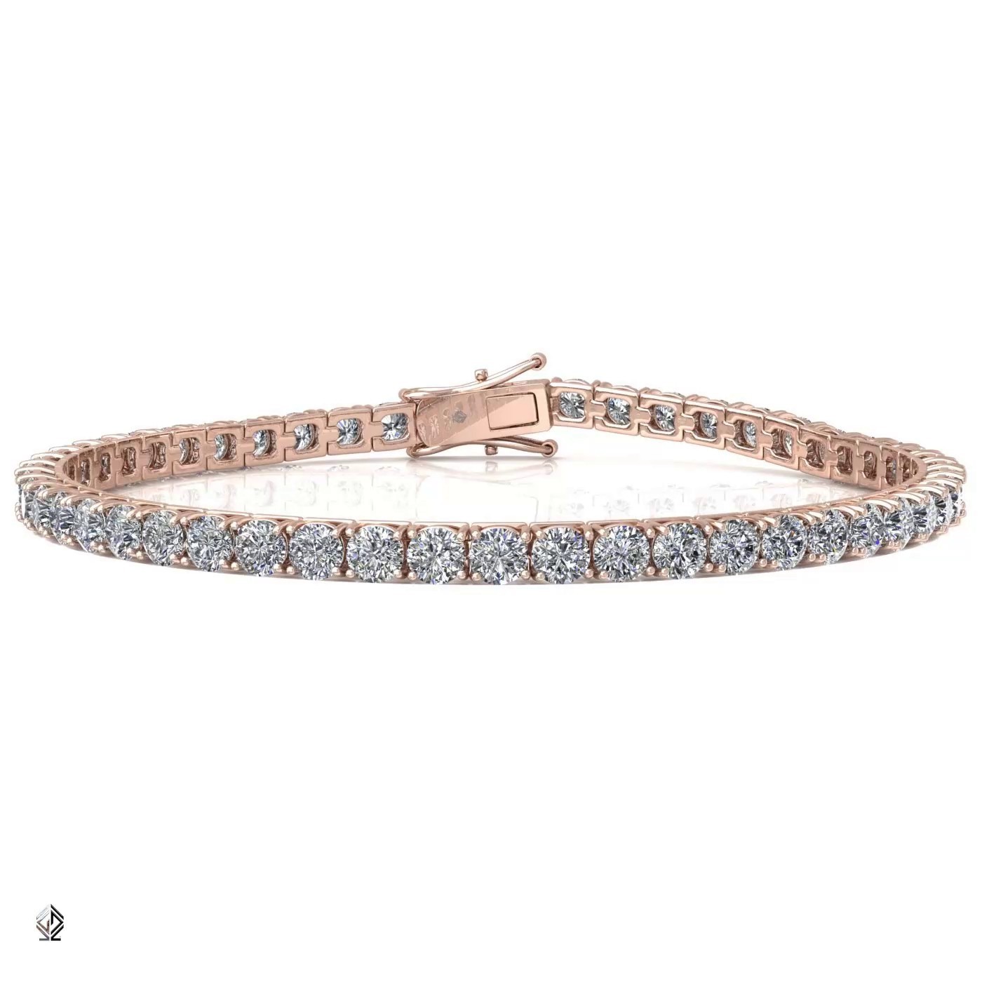 18k yellow gold 3.0mm 4 prong round shape diamond tennis bracelet in square setting Photos & images