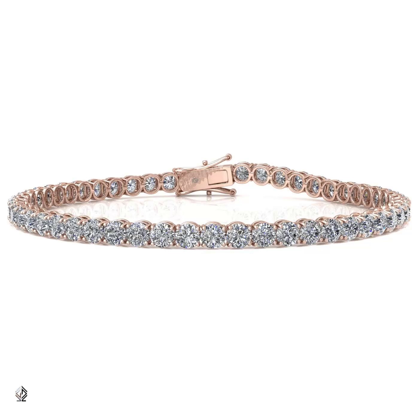18k rose gold 3.3mm 4 prong round shape diamond tennis bracelet in round setting Photos & images