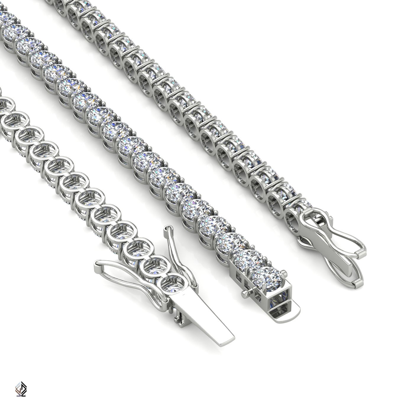 18k white gold 3.8mm 4 prong round shape diamond tennis bracelet in round setting