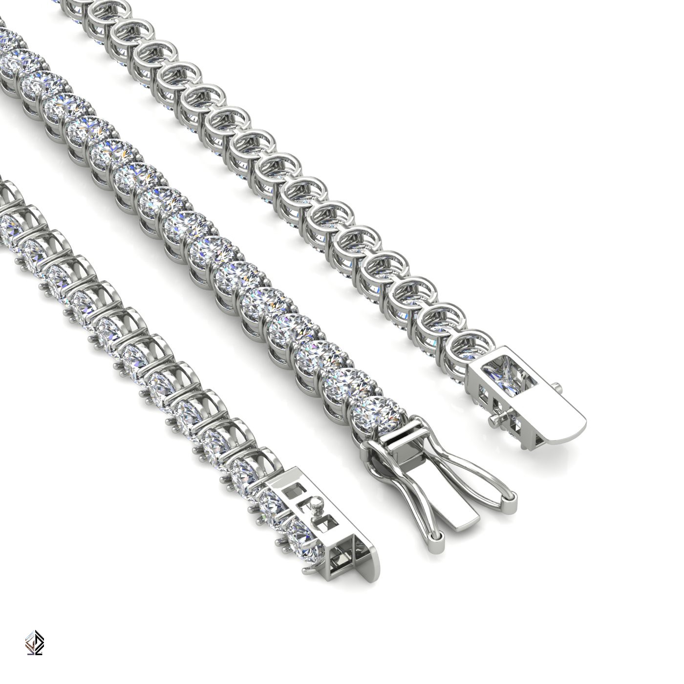 18k white gold 3.8mm 4 prong round shape diamond tennis bracelet in round setting